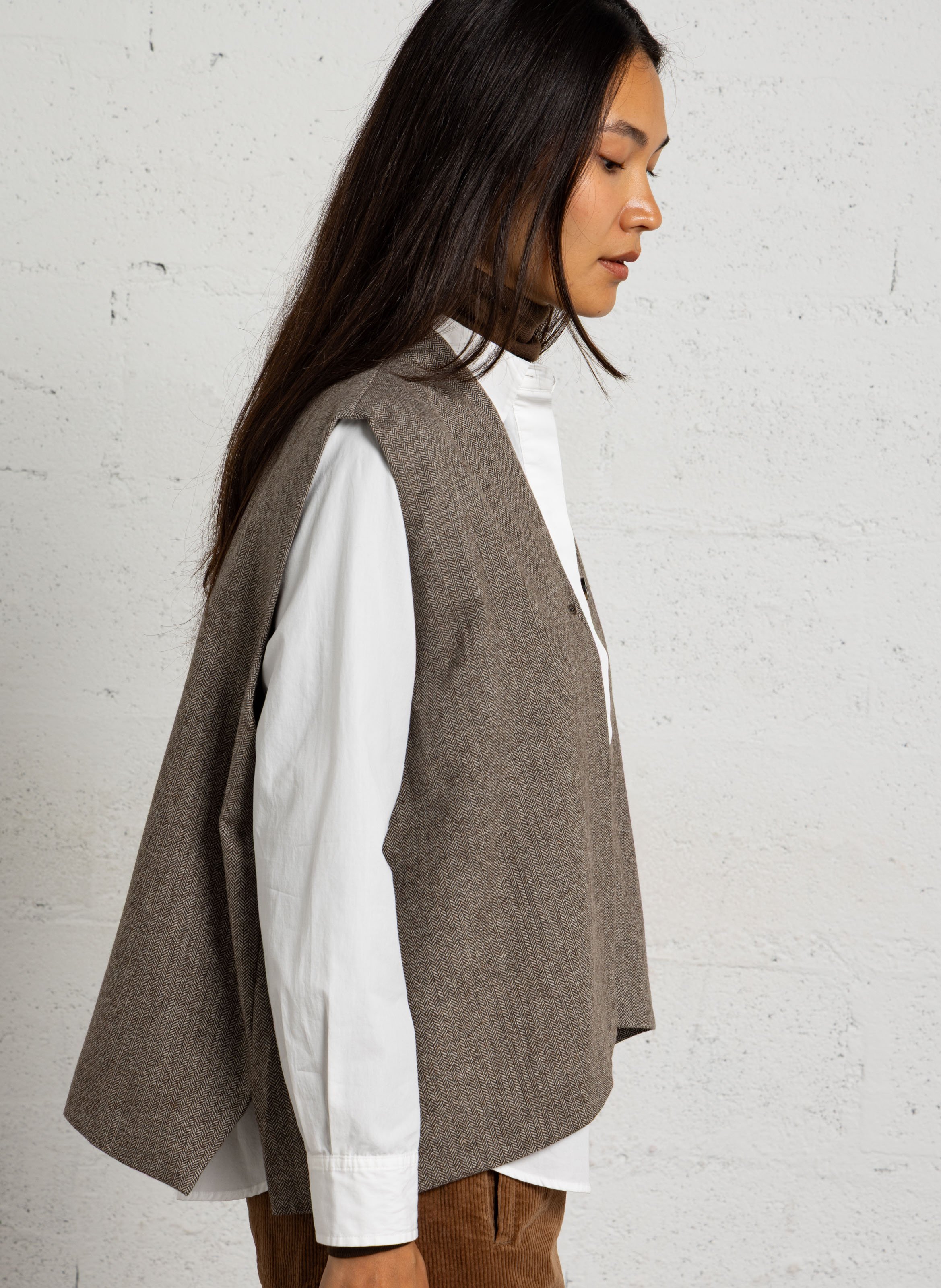Vest met V-hals | wolblend HOD PARIS Bruin