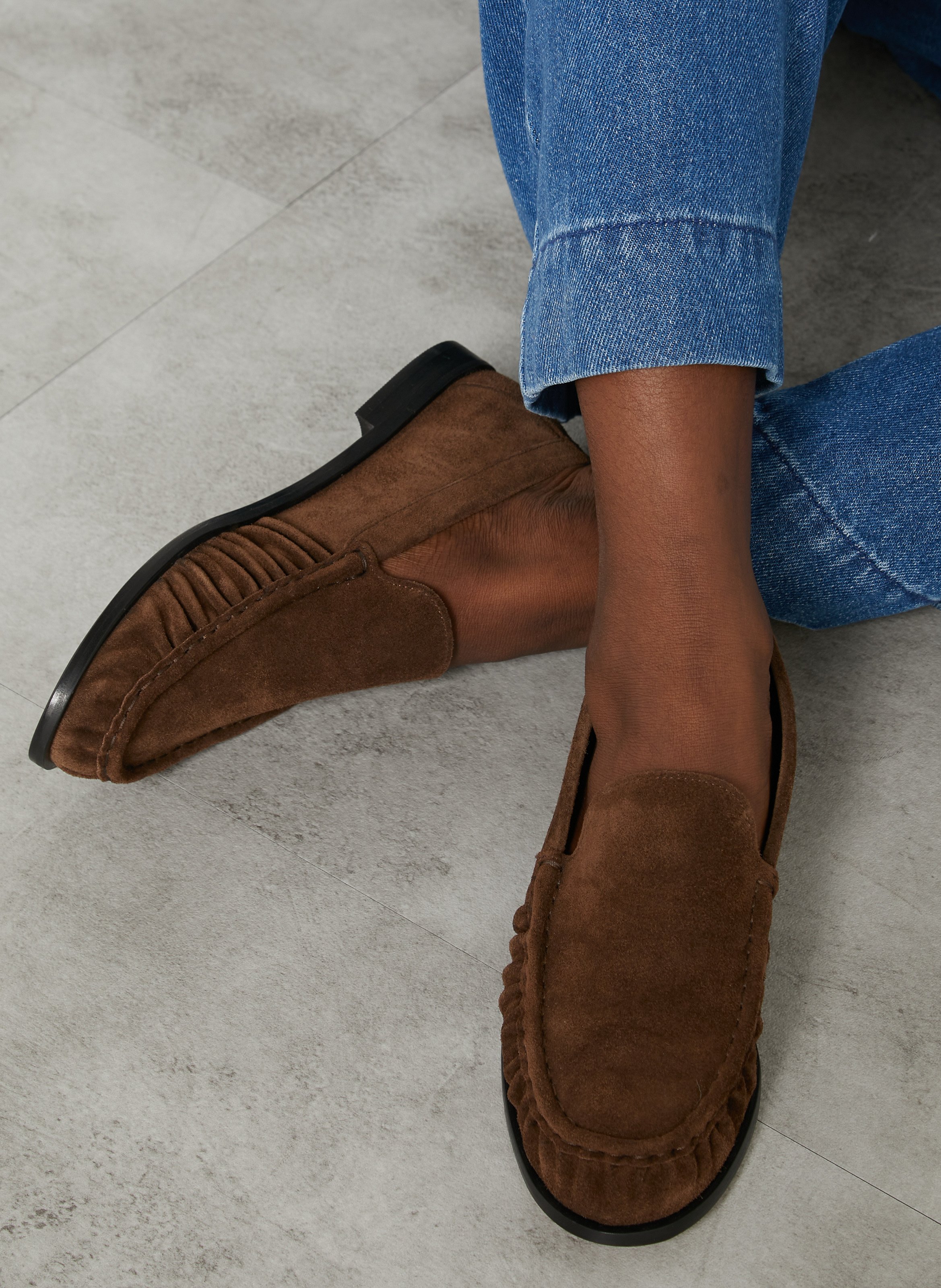 Suede leather moccasins ODARE Grey