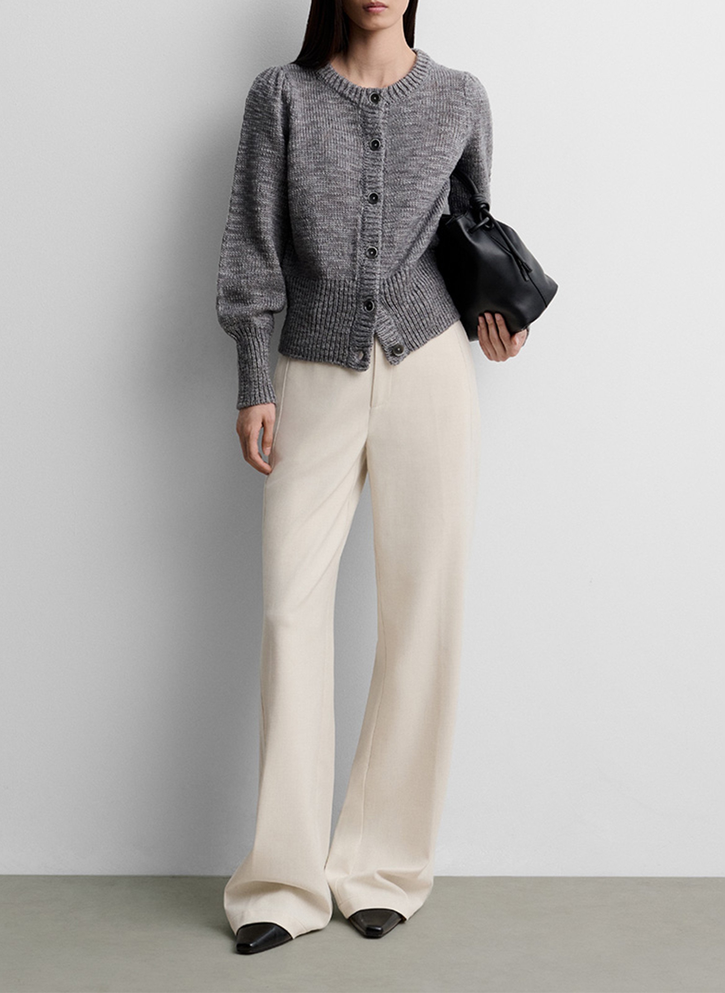 Cardigan court en maille uni SIMORRA Gris
