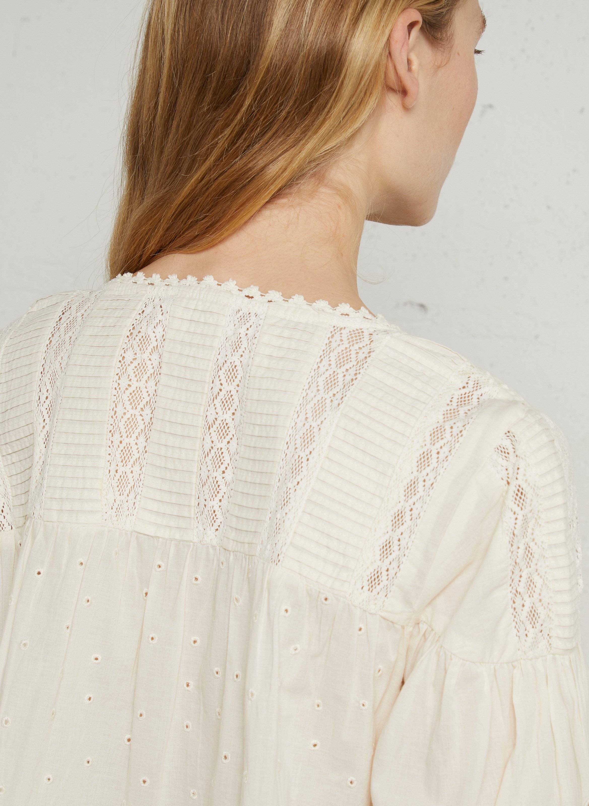 Blouse met Tunesische kraag en borduursels MAISON 123 Beige