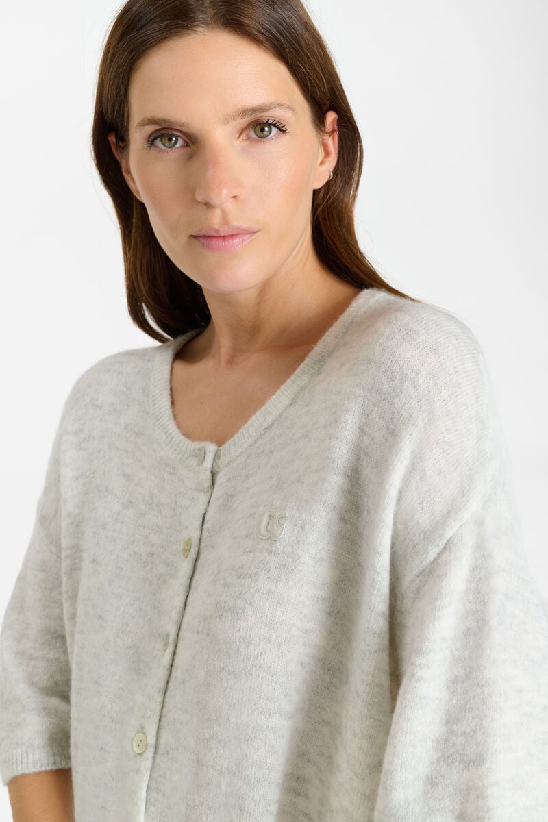 Round neck buttoned cardigan LE TEMPS DES CERISES Grey