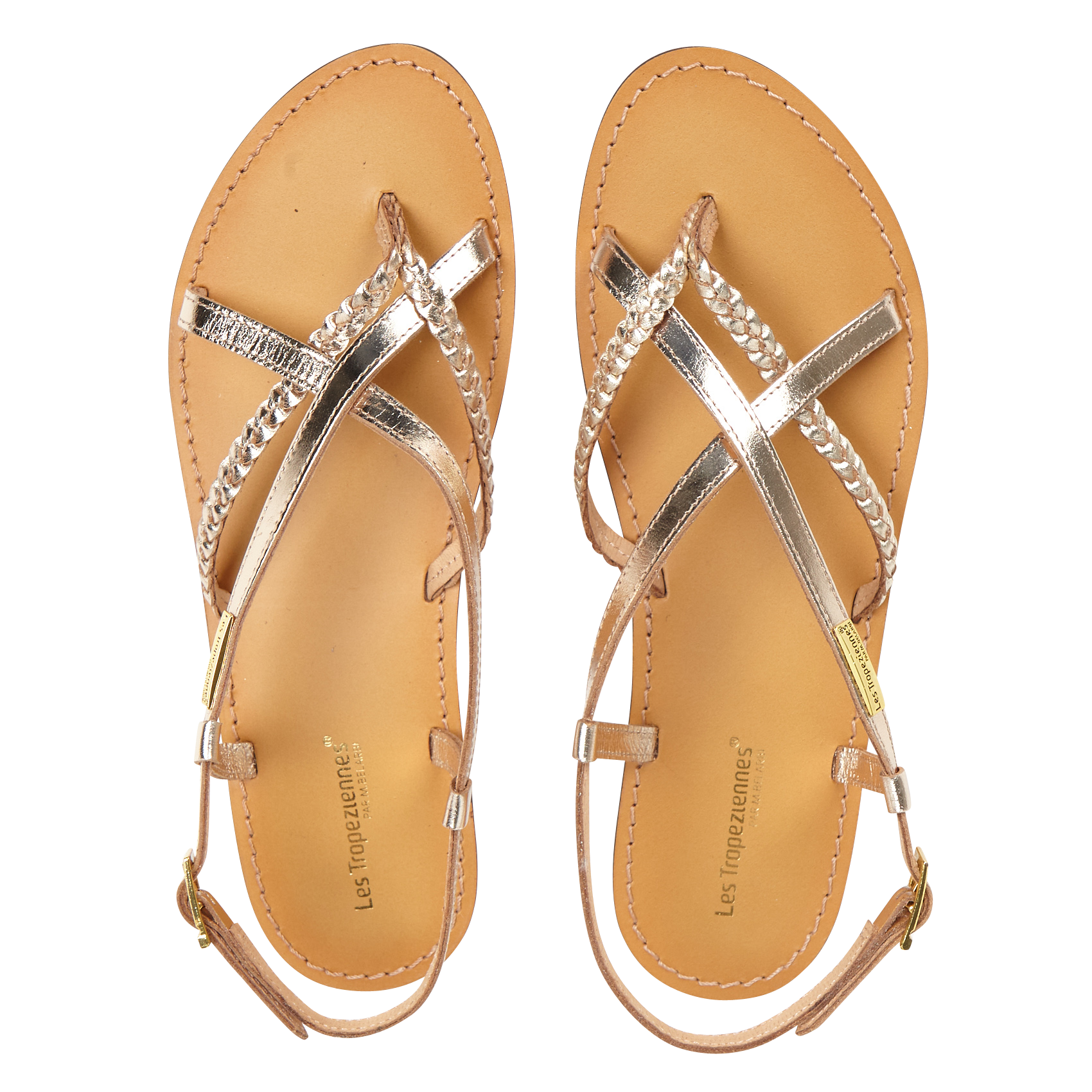 Flache Sandalen aus Metallic-Leder LES TROPEZIENNES PAR M.BELARBI Golden