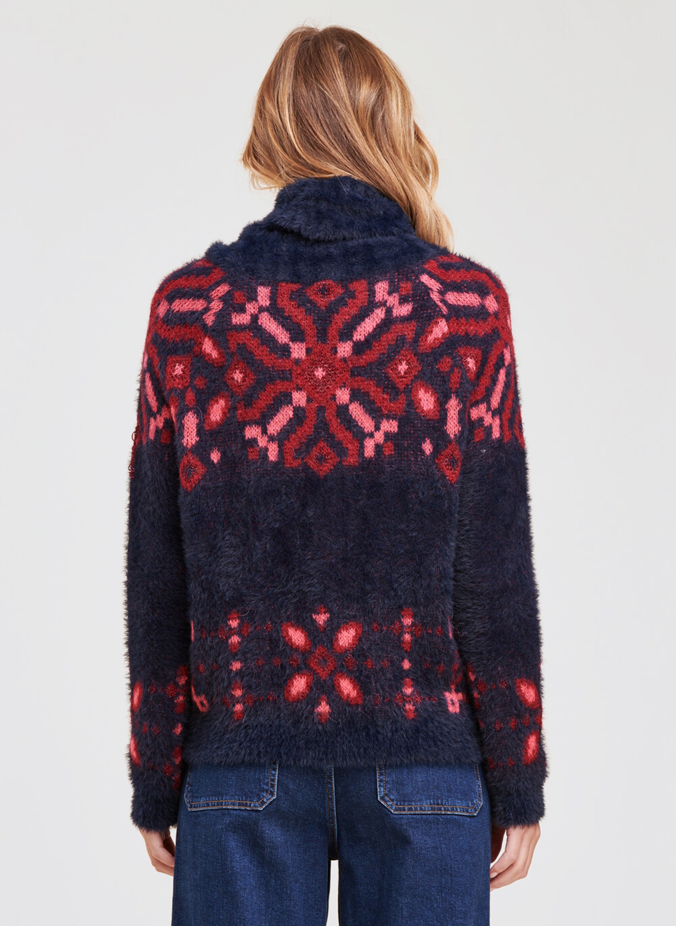Printed Turtleneck Sweater Bleu Encre 