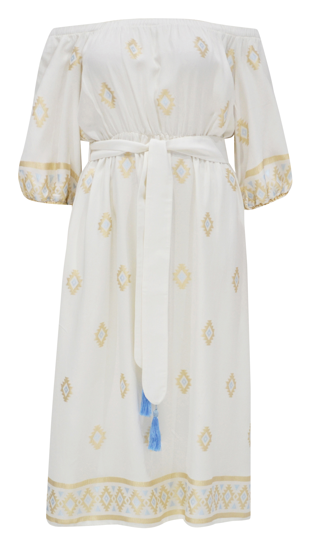 Robe midi imprimée en viscose  MAT FASHION Blanc