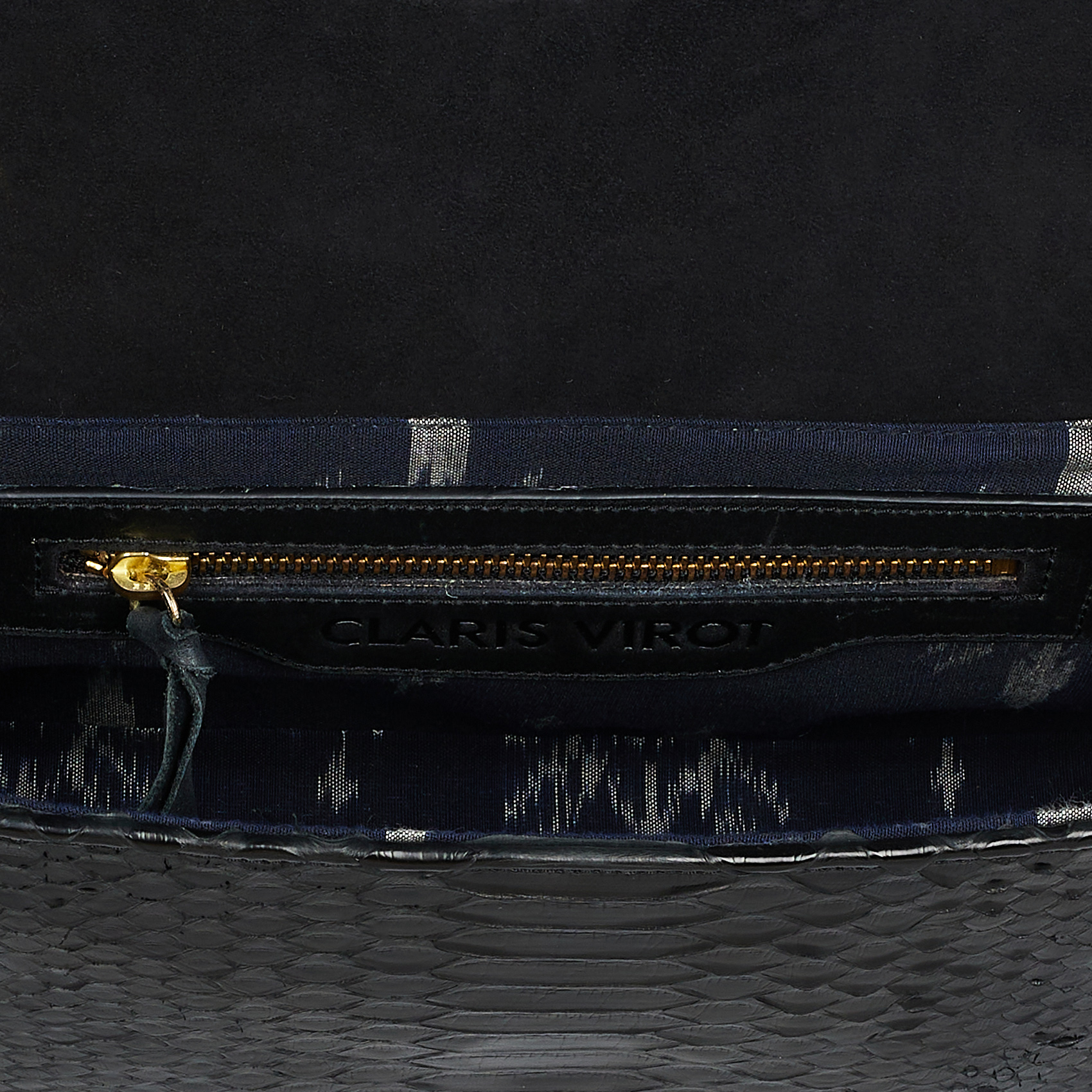 Sac bandoulière en cuir de python CLARIS VIROT Noir