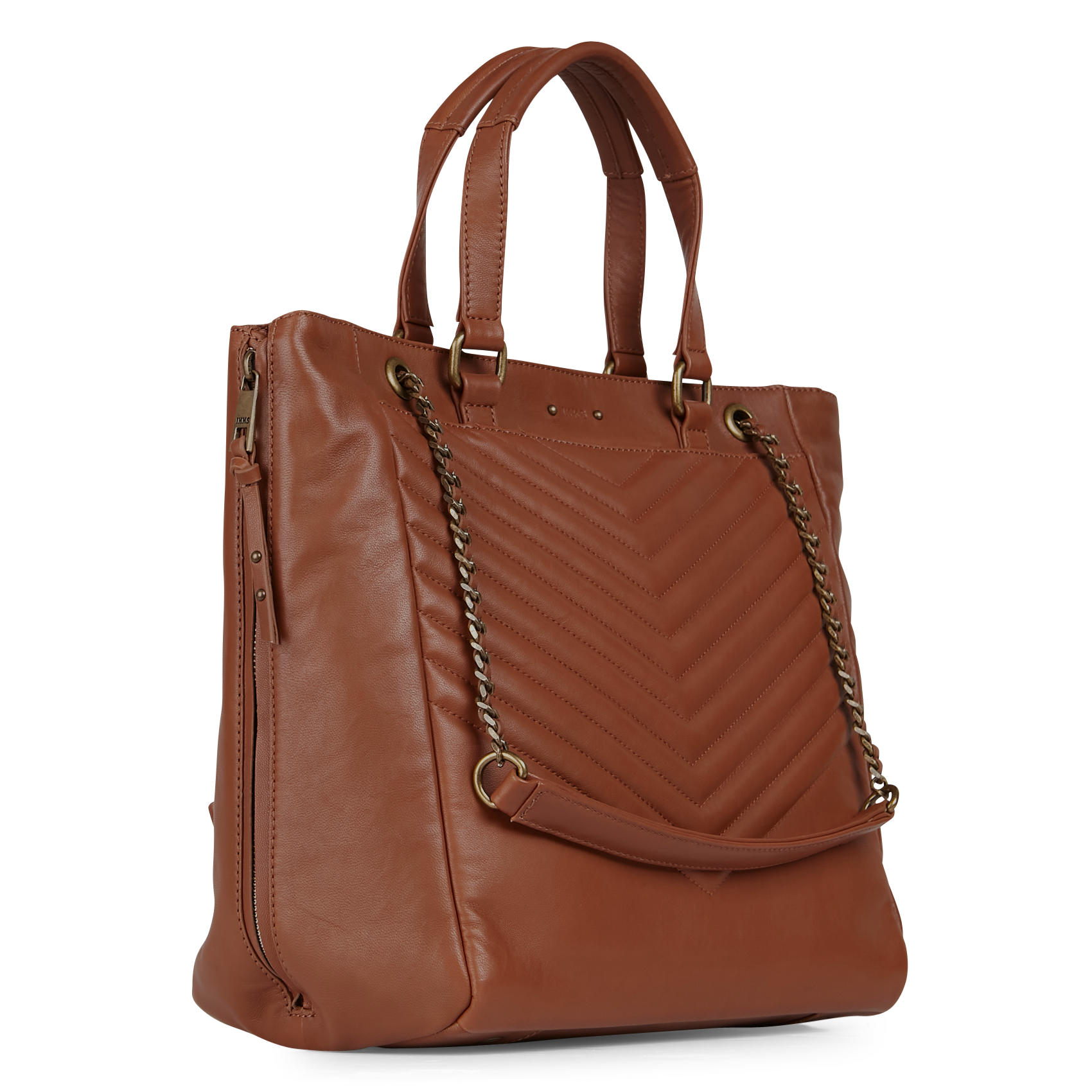 Quilted Leather Tote Bag Marron Ikks Women Place des Tendances