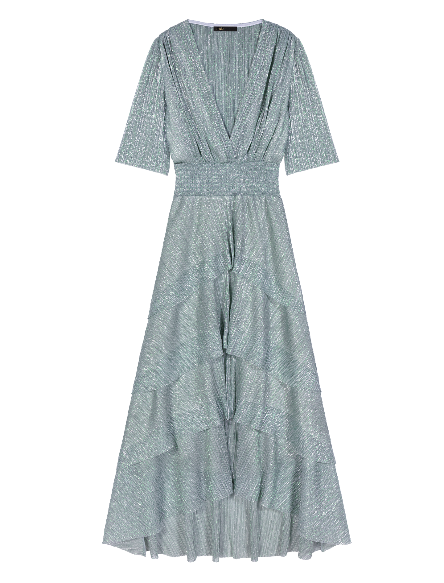 Tailliertes Und Plissiertes Midikleid Mit V-ausschnitt Und Volants 