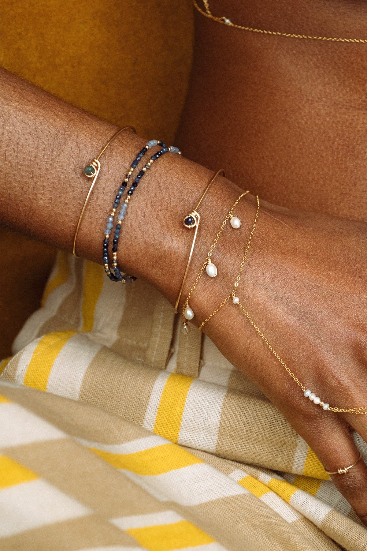 Double necklace-bracelet - azure YAY Blue