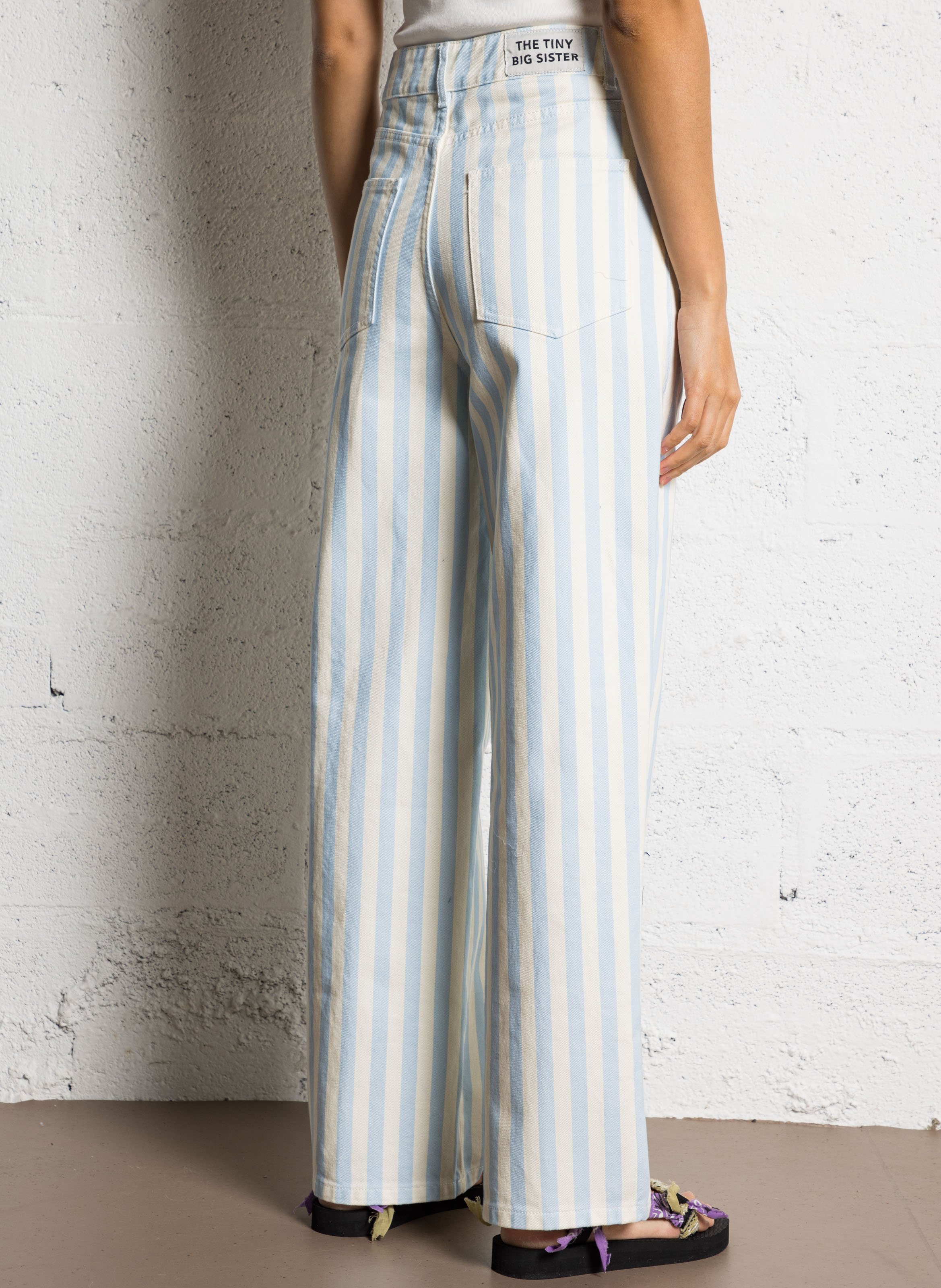 Jean large à rayures THE TINY BIG SISTER Bleu