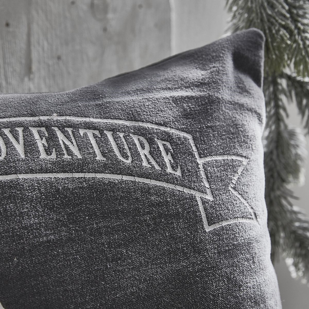 Coussin imprimé carré en coton TODAY LINGE DE MAISON Gris