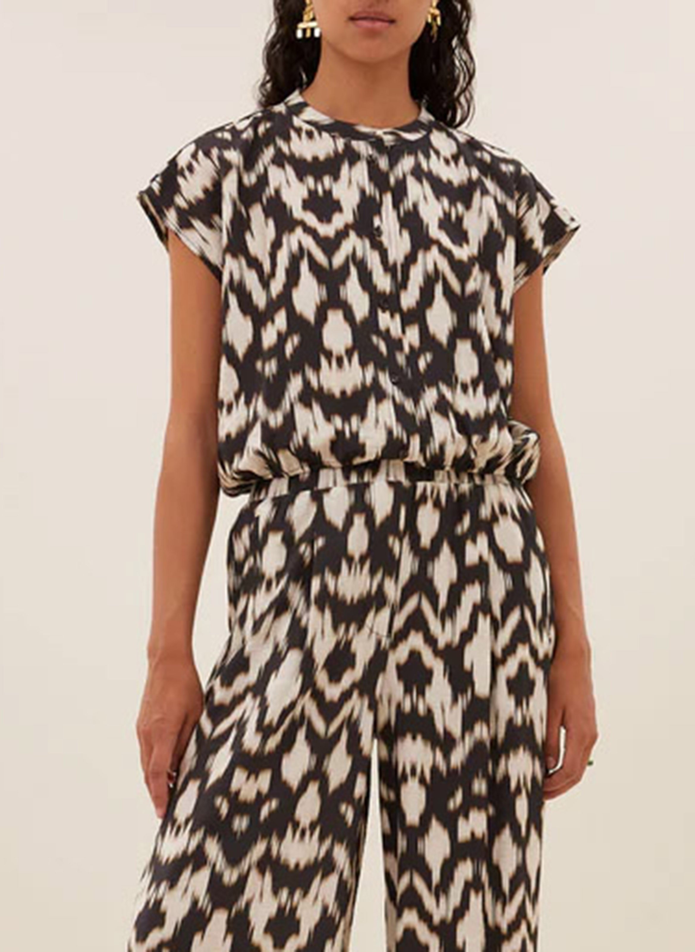 Blouse boutonnée à motifs BY BAR Marron