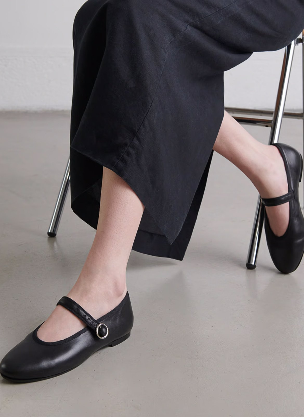 Leather ballet flats JONAK Black