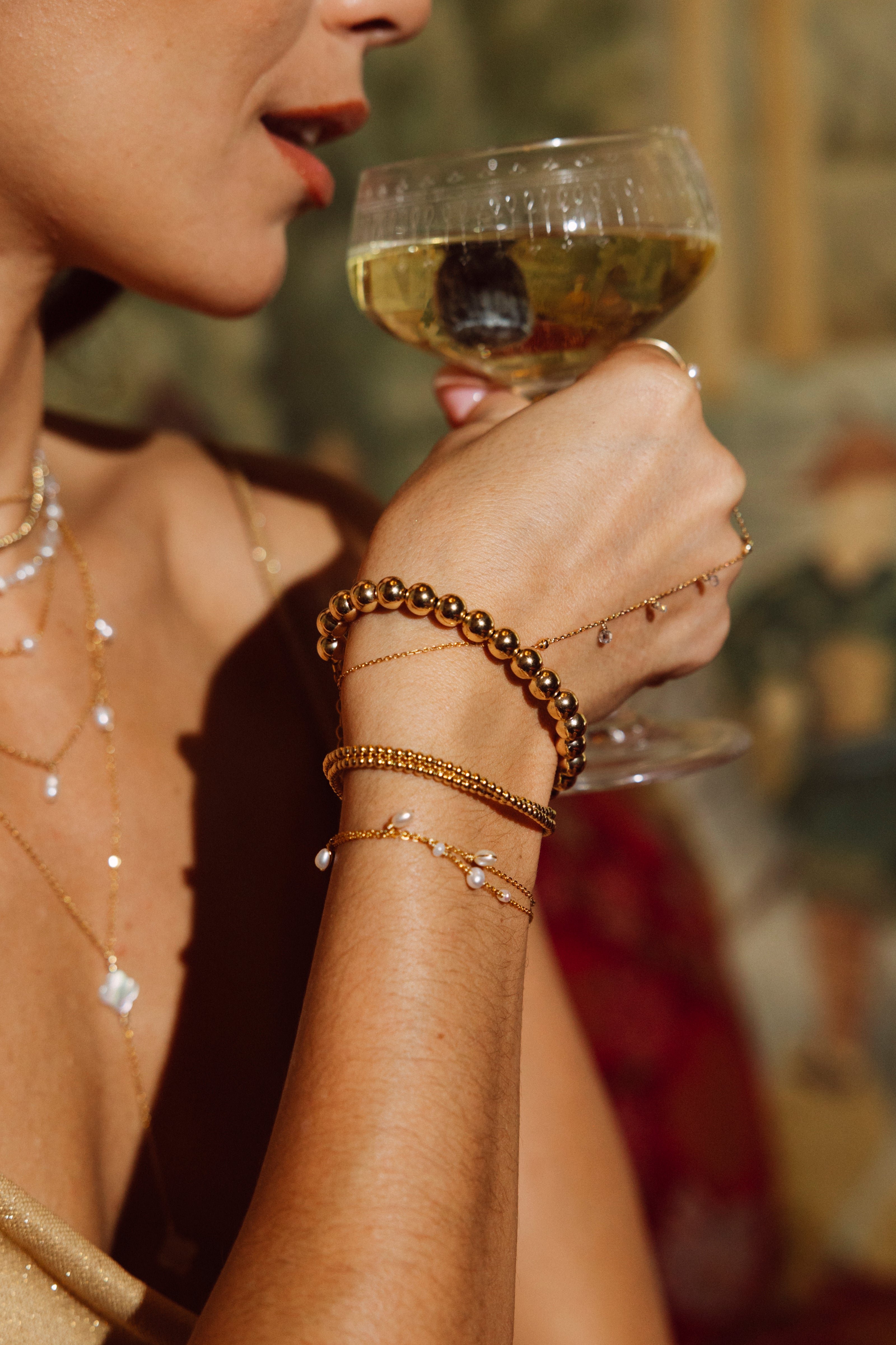 Double necklace-bracelet - gold YAY Golden