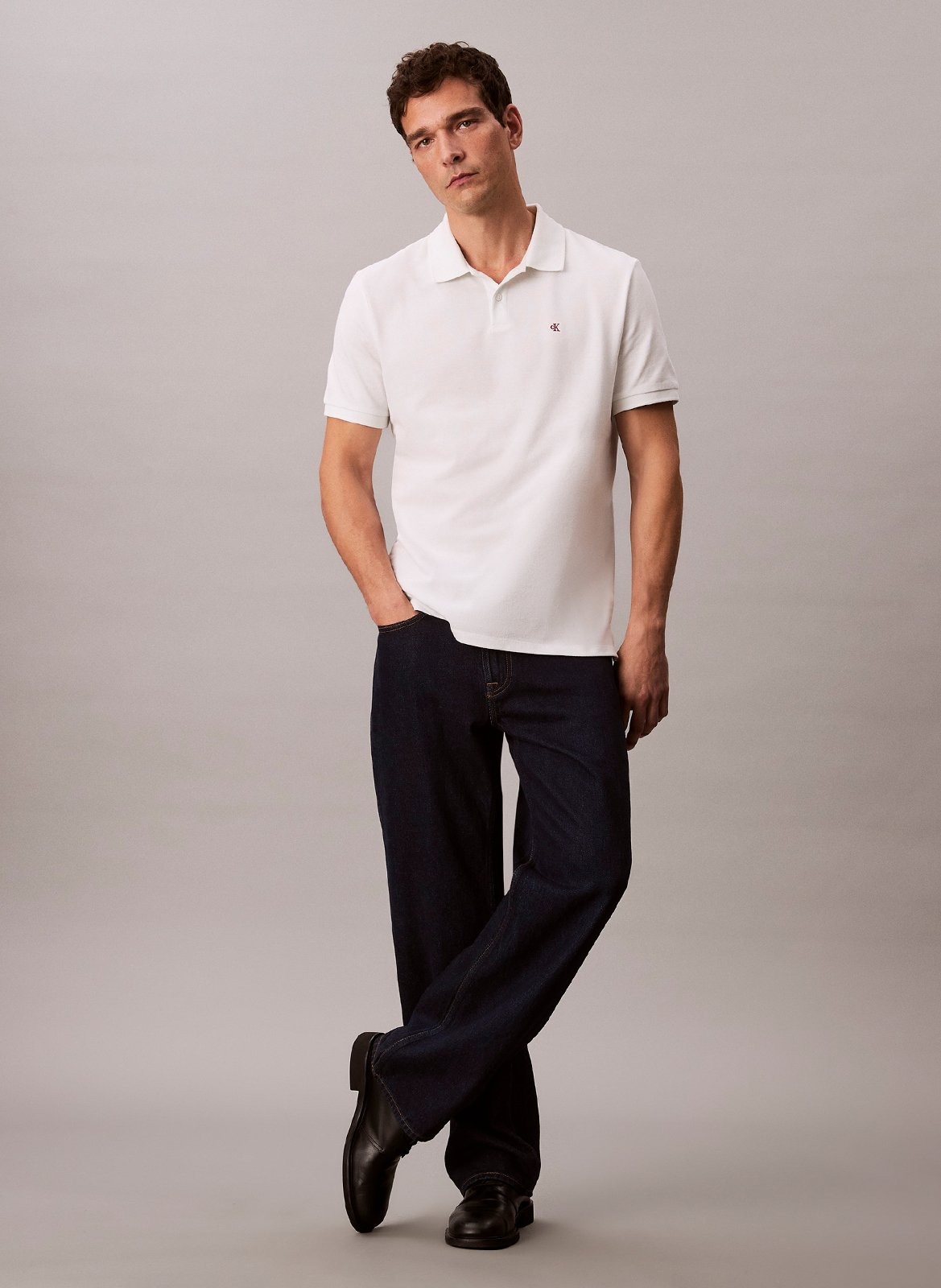 Polo manches courtes regular en coton CALVIN KLEIN Blanc
