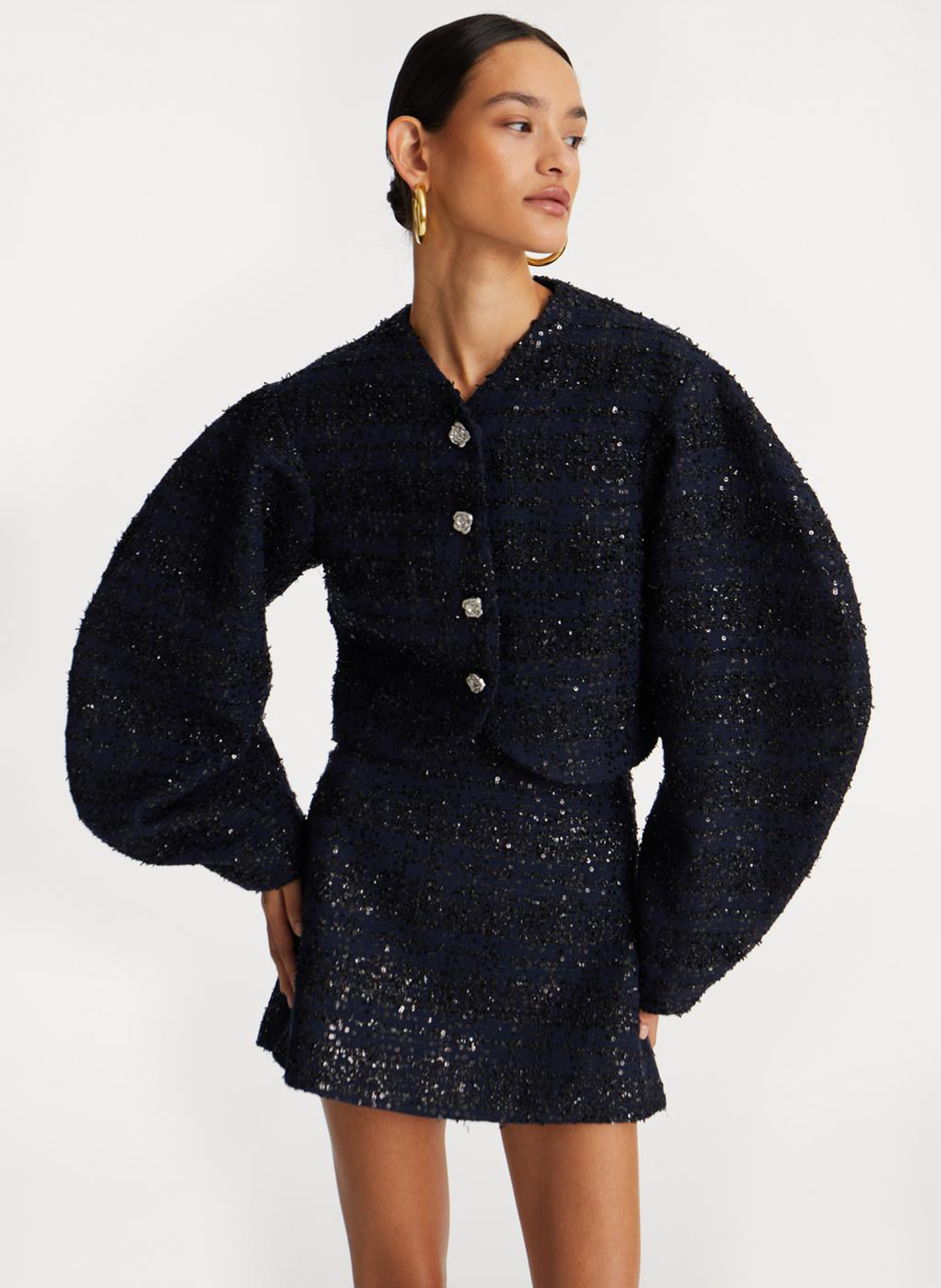 Oversized jacket in mixed recycled fibers ROTATE Blue