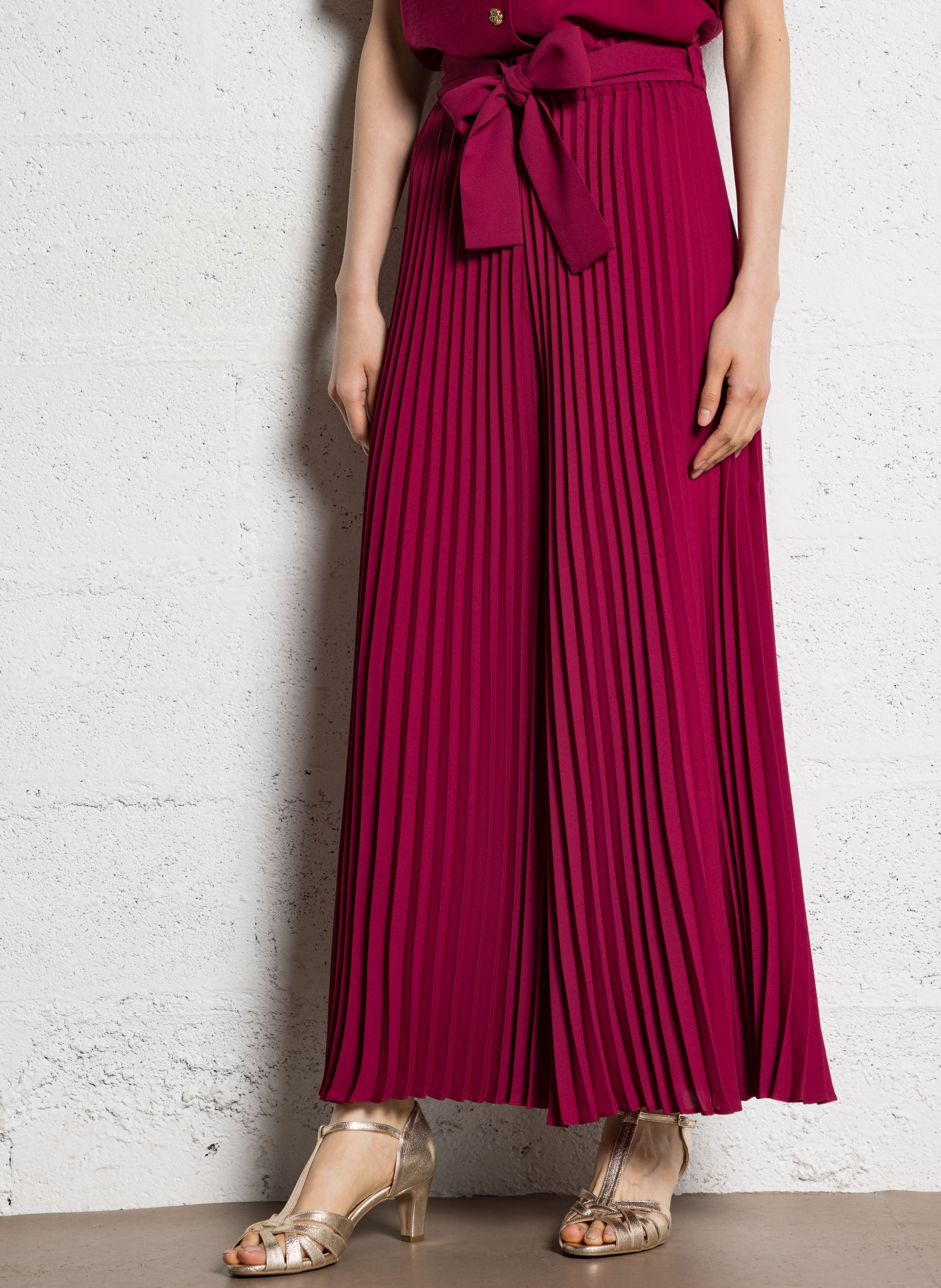 Pleated wide pants I CODE Pink
