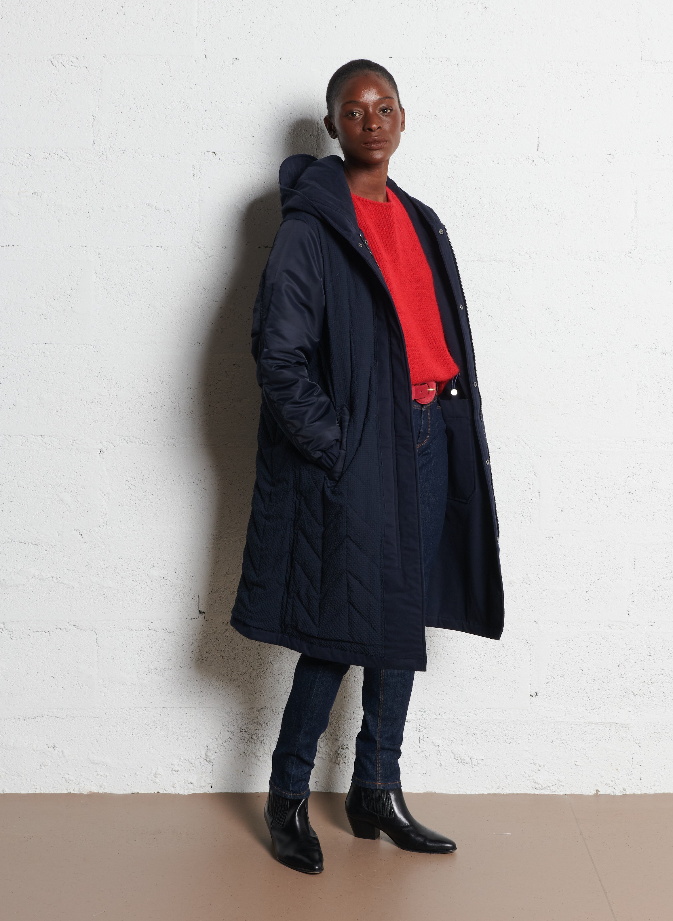 High-neck cotton-blend parka ONE STEP Blue