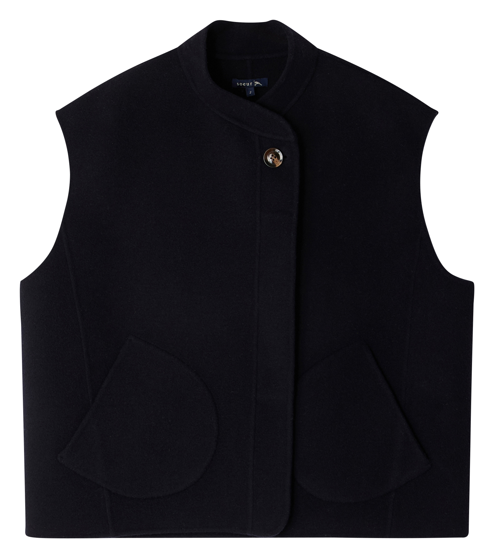 Blouson court sans manches en laine mélangée SOEUR Bleu