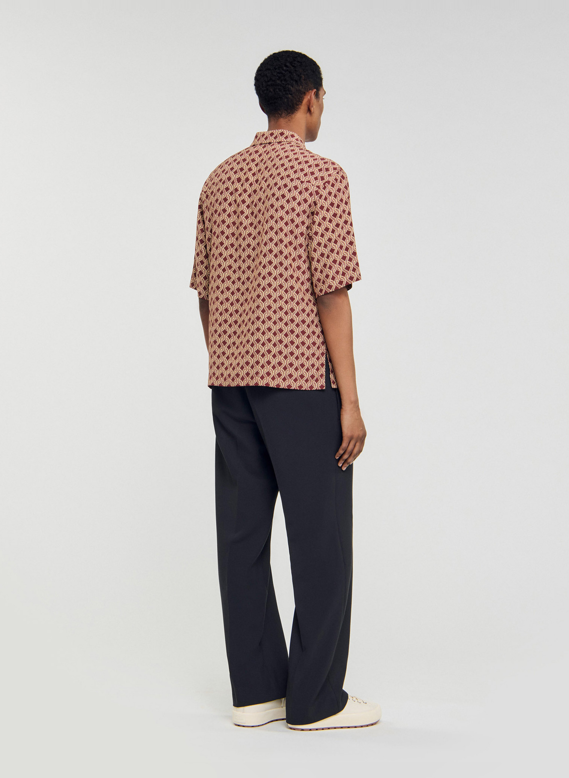 Blouse met klassieke kraag en print SANDRO Bruin