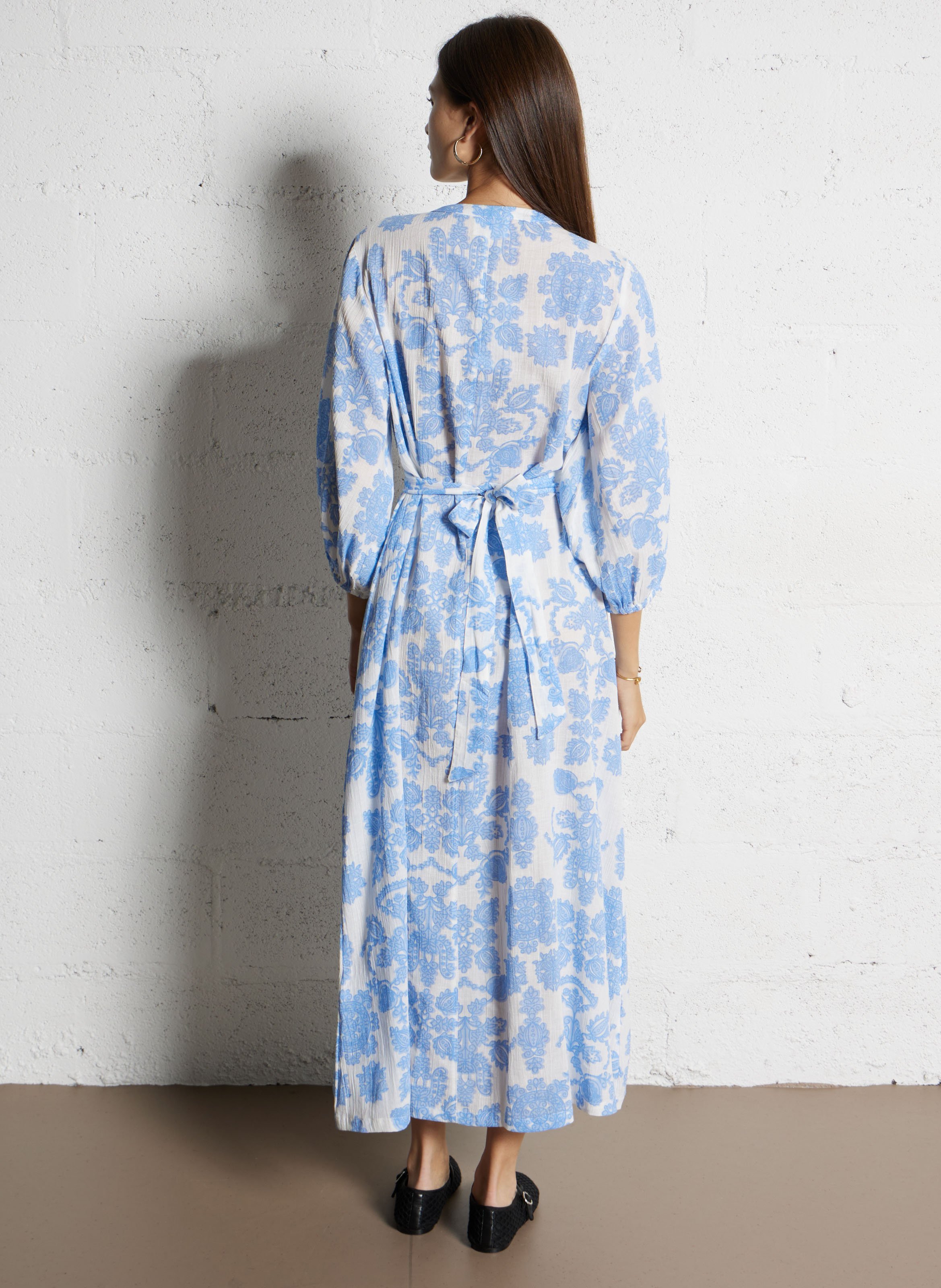 Long cotton-blend dress MAISON 123 Blue