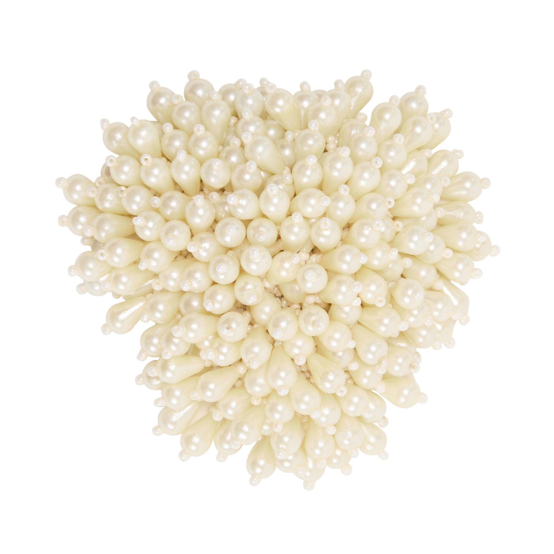 Broche trébol perlado con efecto pompón FEEKA Beige