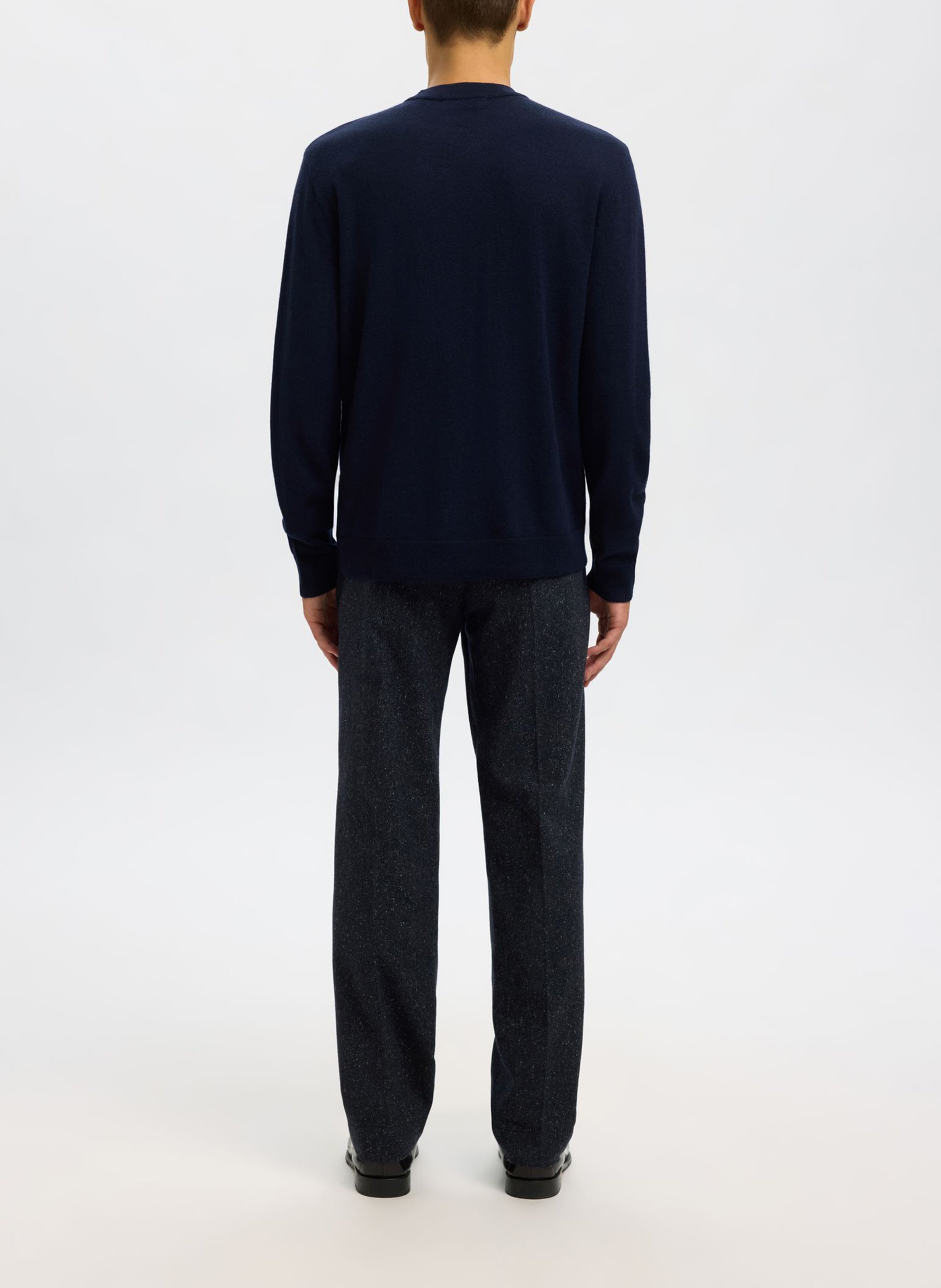 Pull slim col rond en laine SELECTED Bleu