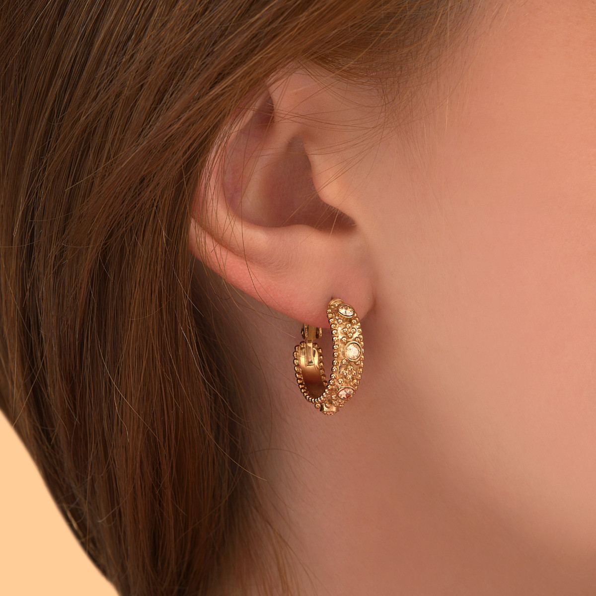 Small model metal and crystal prestige hoop earrings SATELLITE PARIS No Color