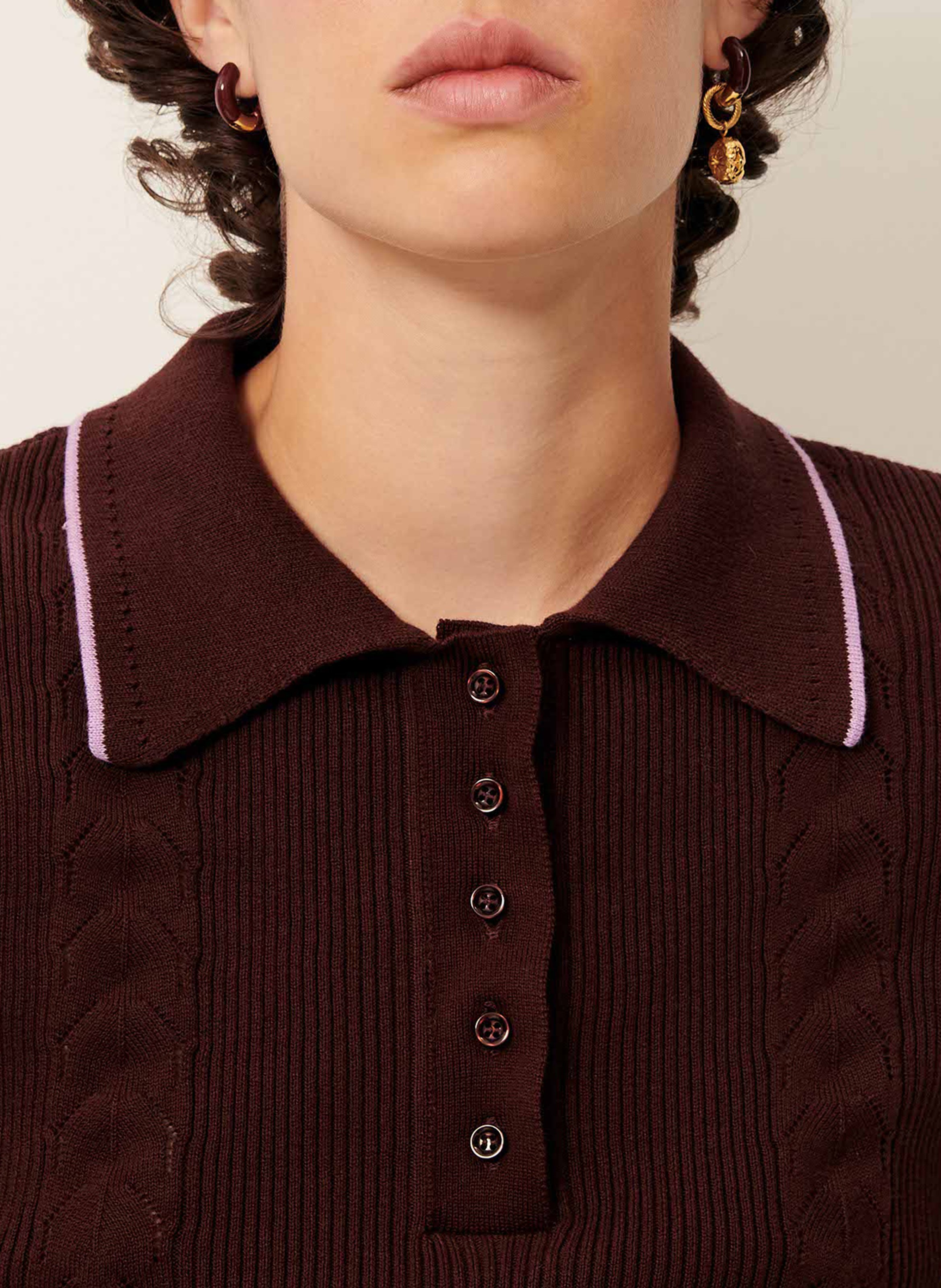 Top ciol cotton polo SESSUN Brown