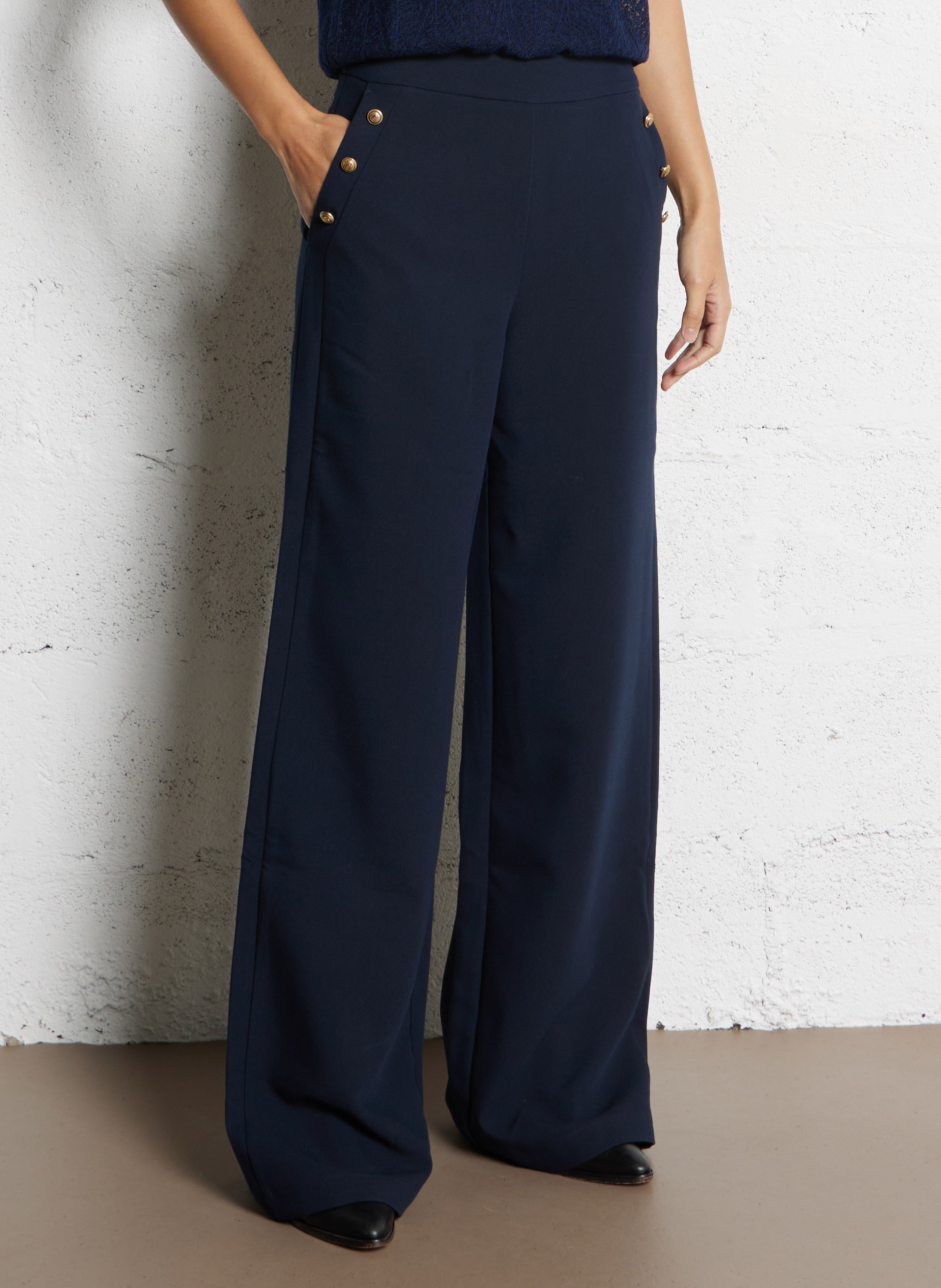 Azawood high-waisted wide-leg trousers IKKS Blue