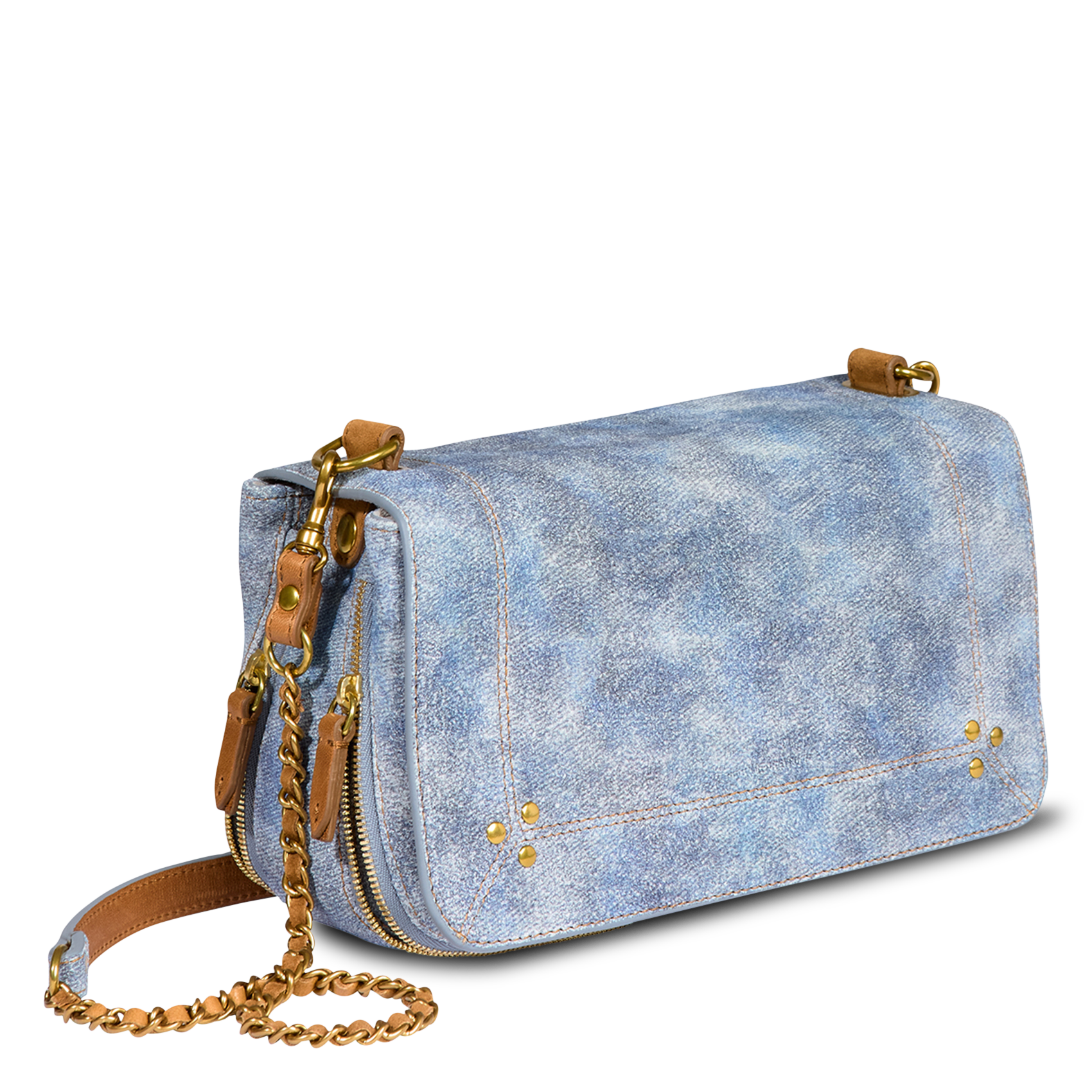 Sac bandoulière en cuir velours JEROME DREYFUSS Bleu