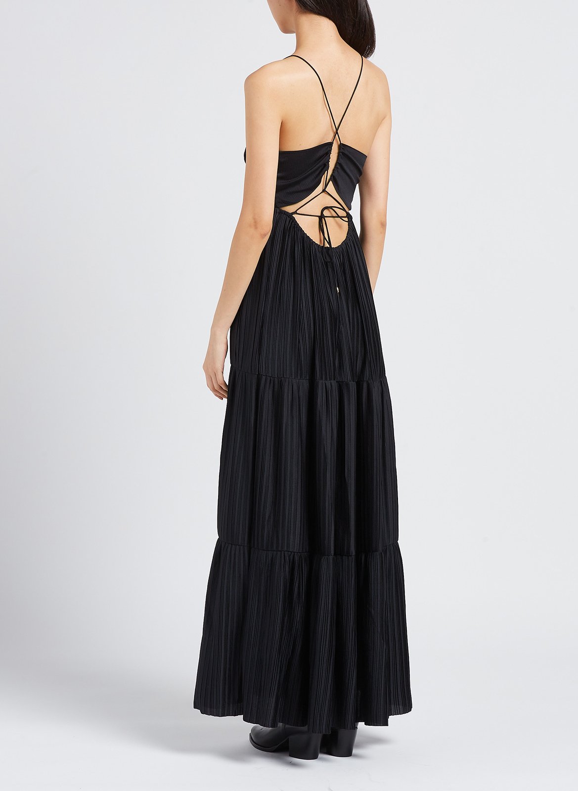 Robe longue col V plissée BA&SH Noir