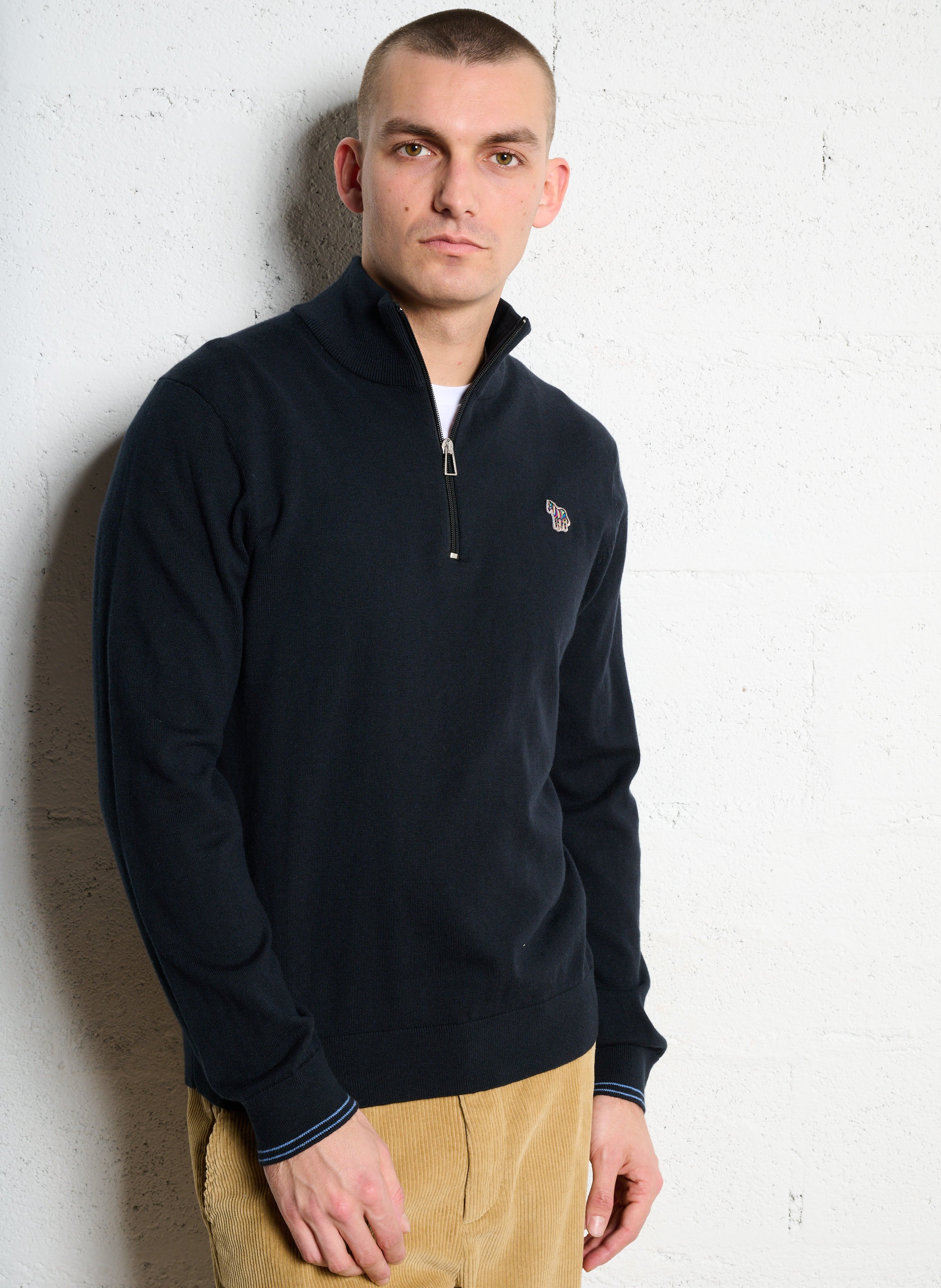 Cotton-blend high-neck zipped sweater PAUL SMITH Black