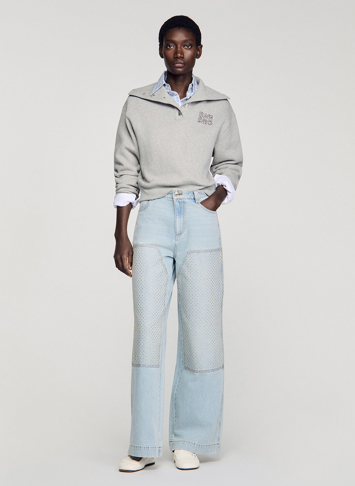 Gekleurde straight-fit jeans met 5 zakken SANDRO Blauw