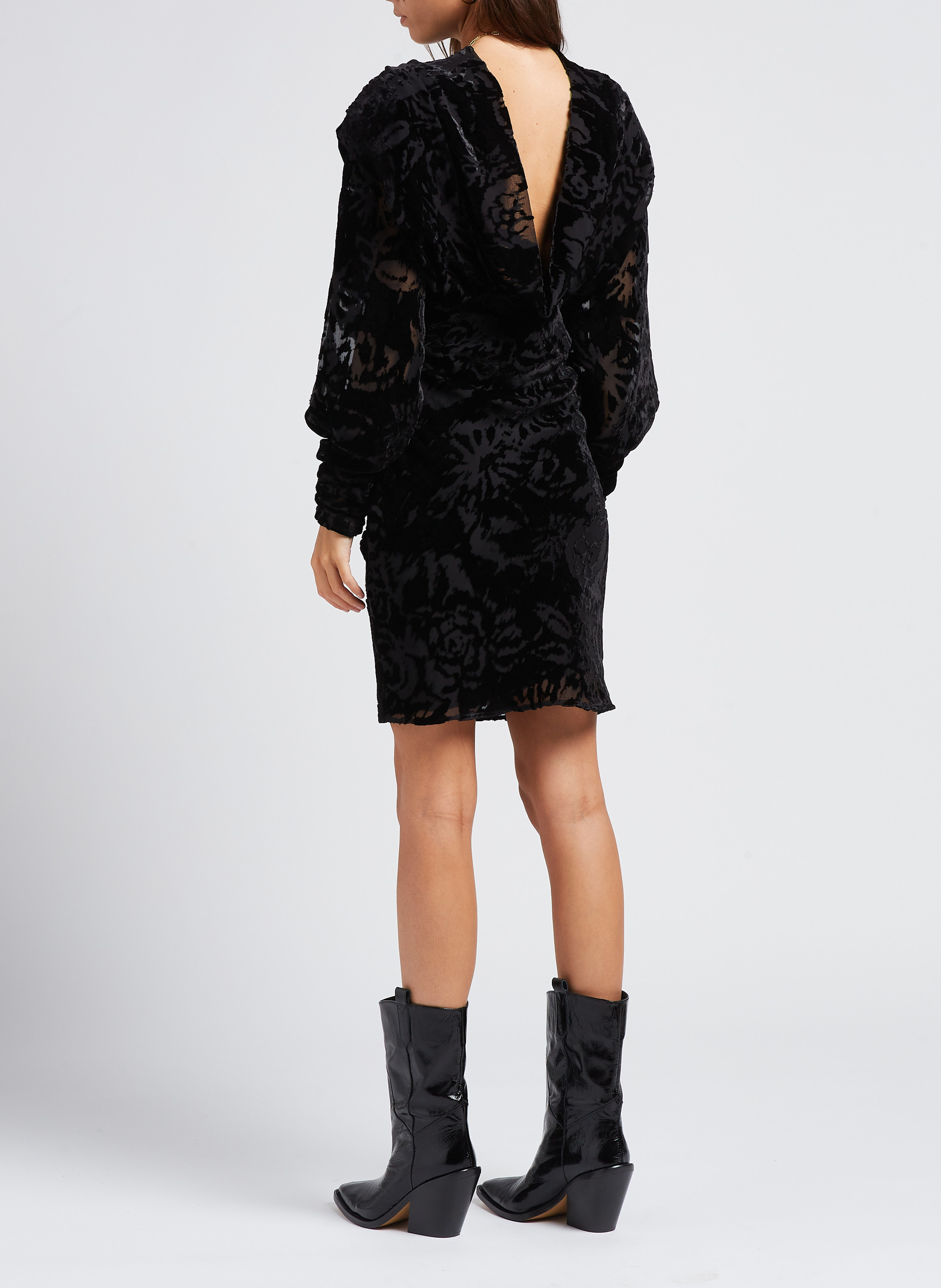 Gerade geschnittenes Jacquard-Kurzkleid mit Stehkragen IRO Schwarz