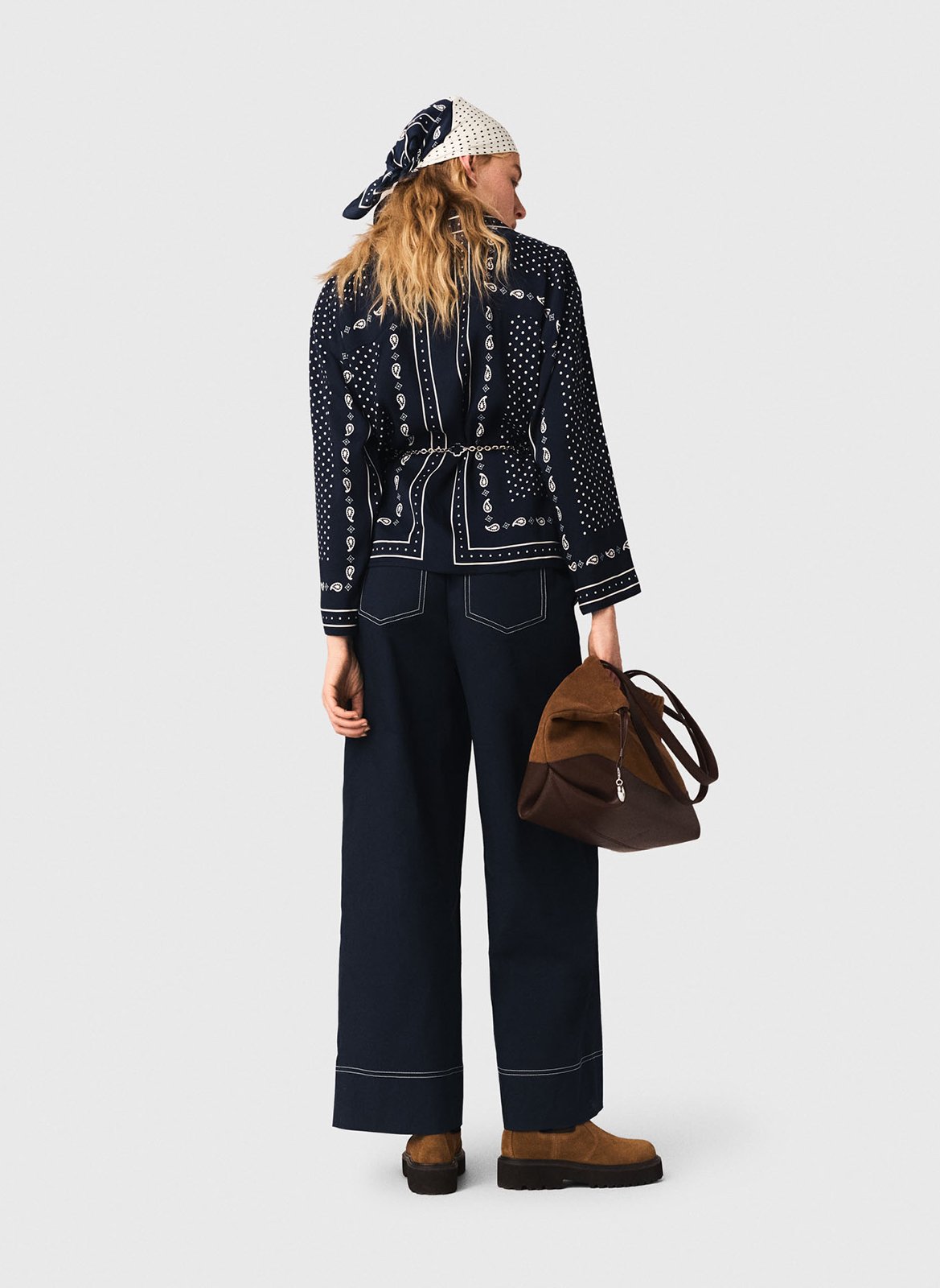 Soepelvallende, rechte blouse met print MAJE Blauw