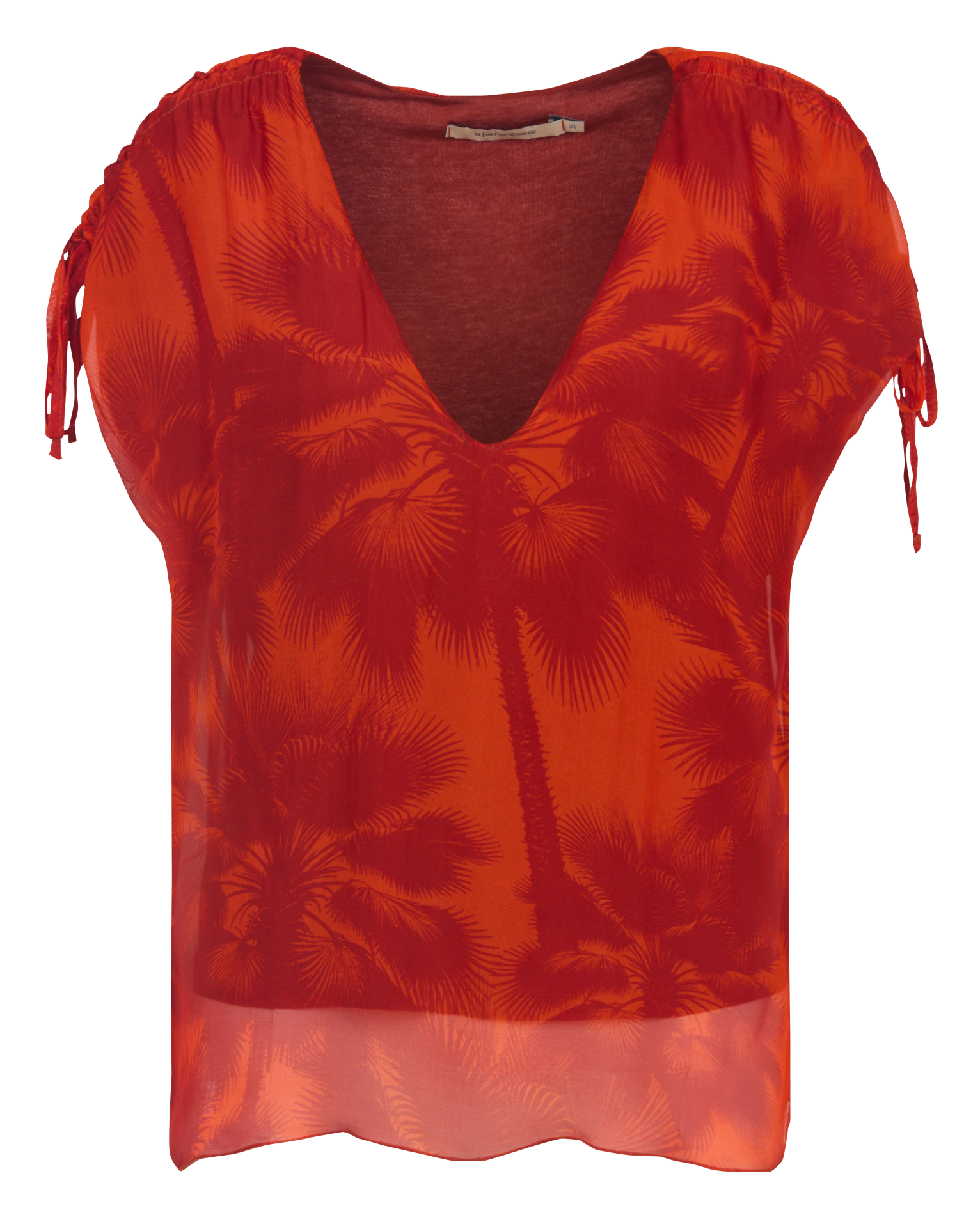 Ärmelloses Top mit V-Ausschnitt und Print LA FEE MARABOUTEE Orange