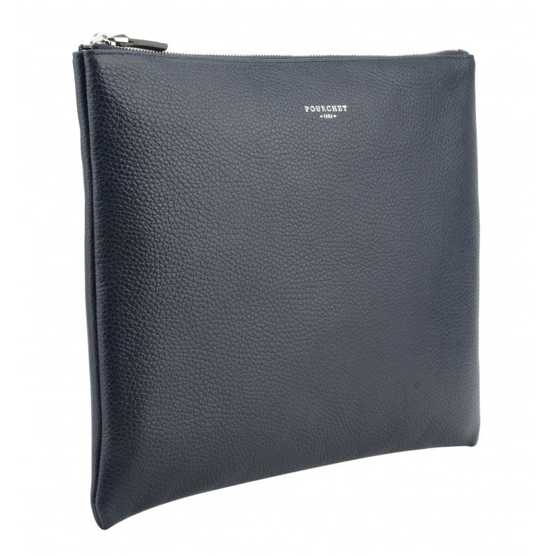 Calfskin leather shoulder bag POURCHET Blue