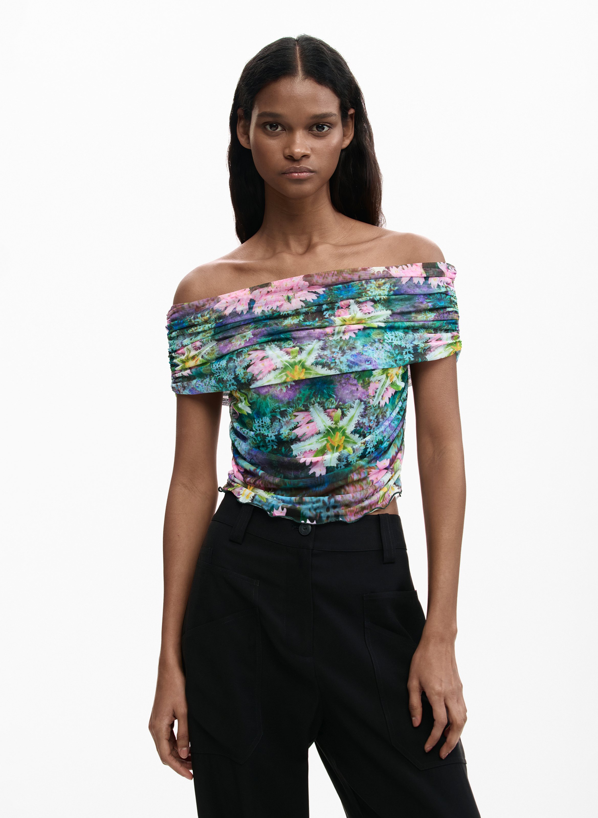 Top à imprimé floral DESIGUAL Vert