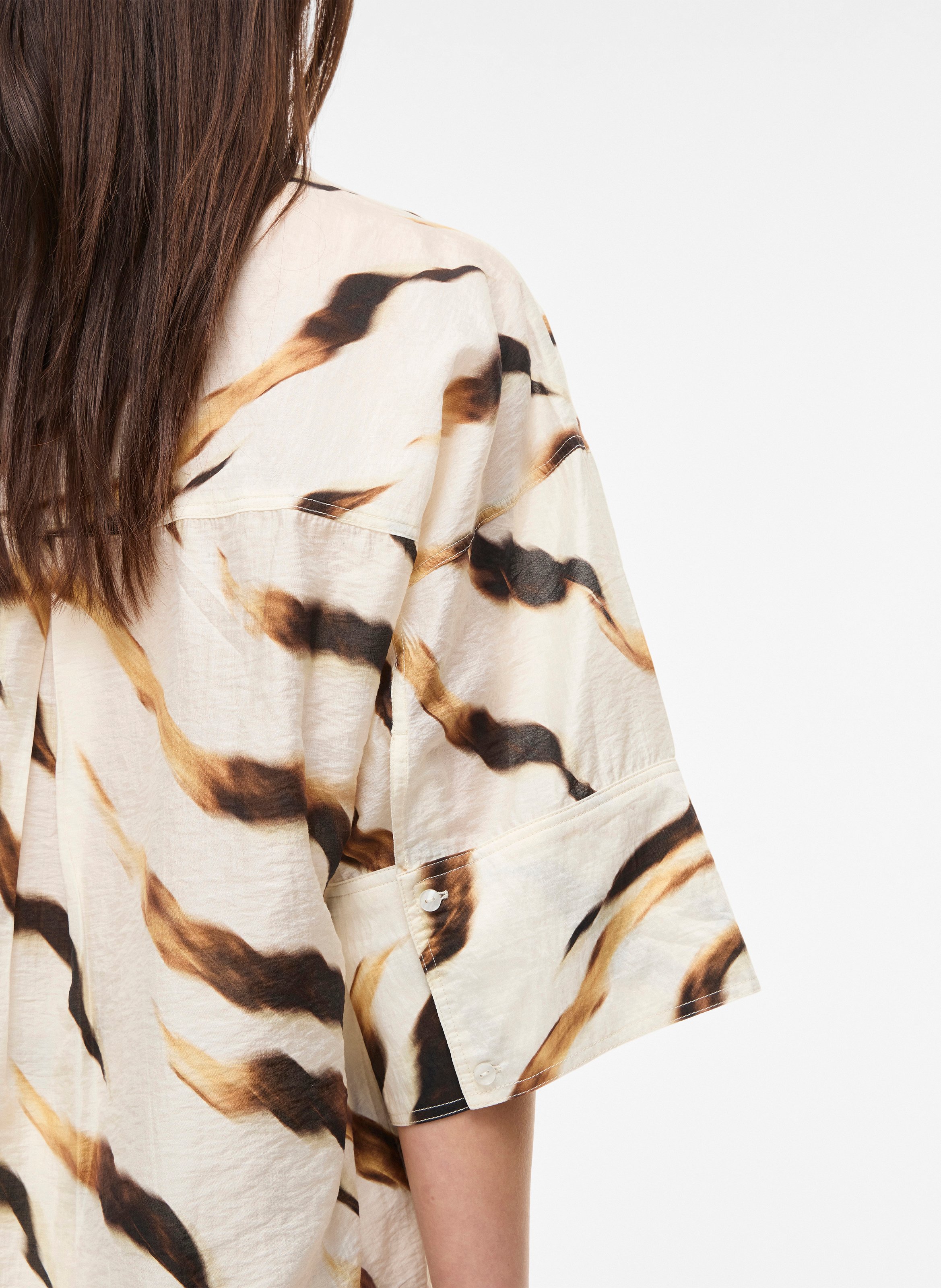 Bedruckte Bluse mit klassischem Kragen ROUGE EDIT Beige