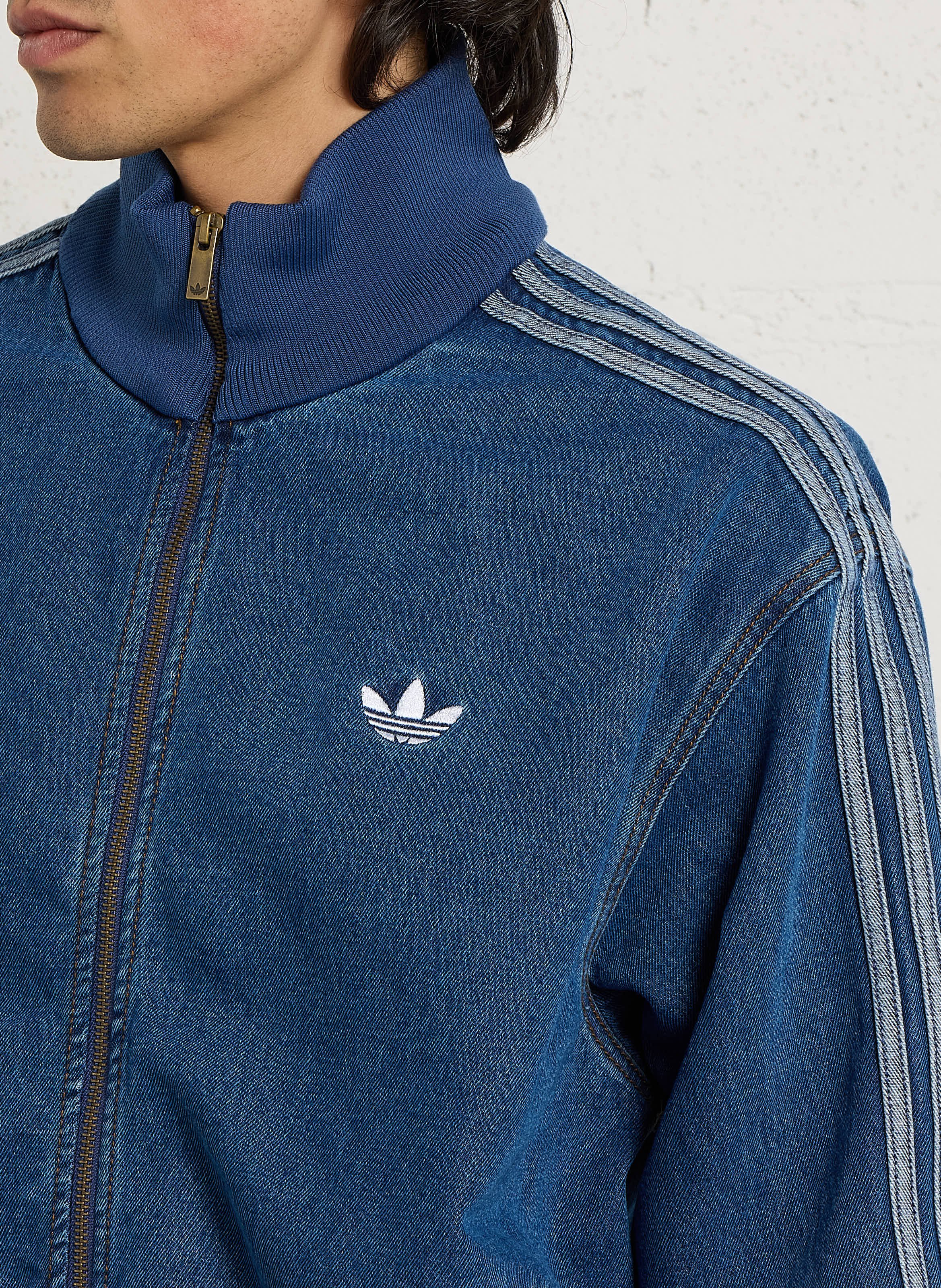 Veste en jean droite en coton ADIDAS Bleu