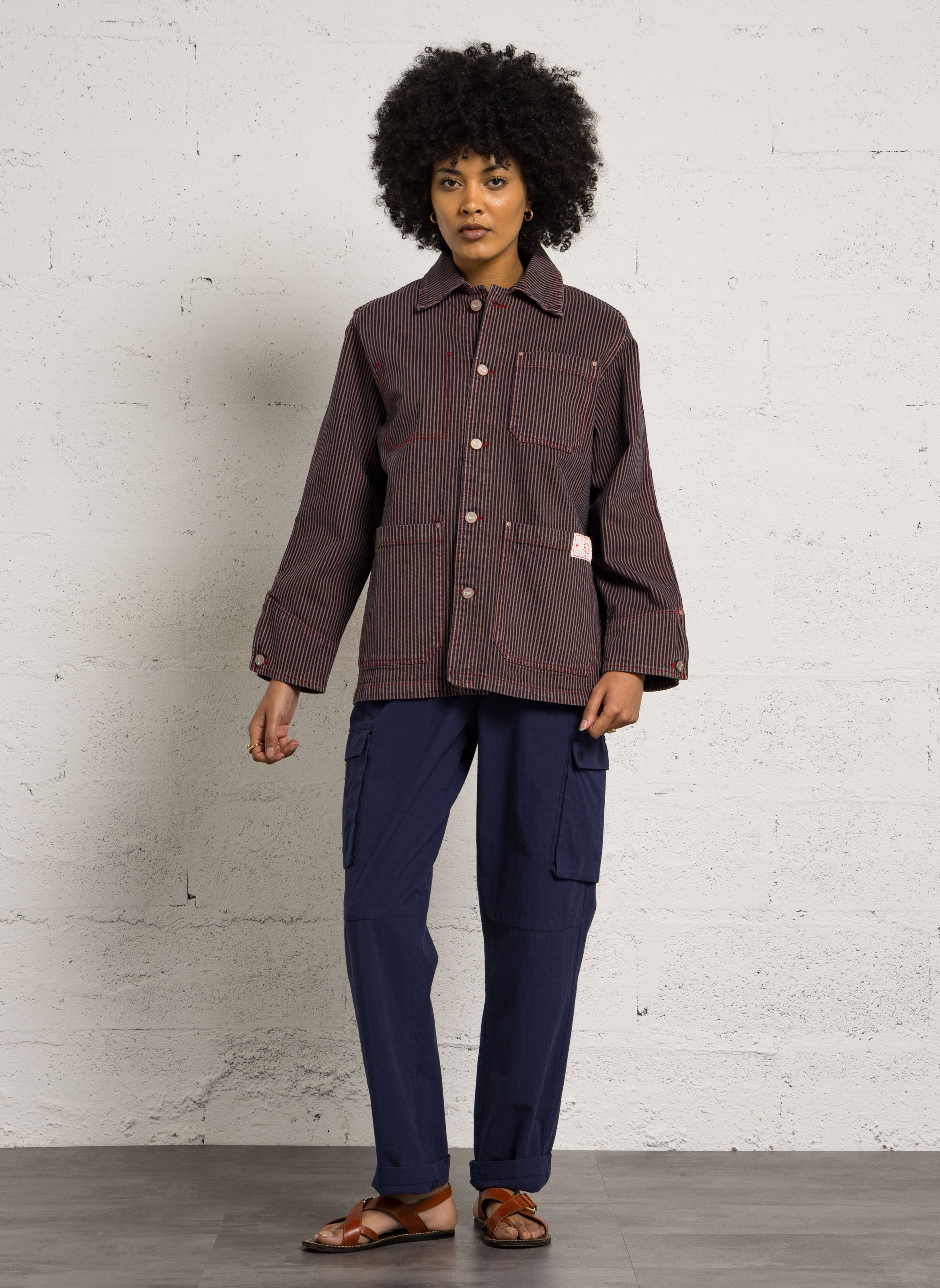 Veste à rayures en coton HOD PARIS Bleu