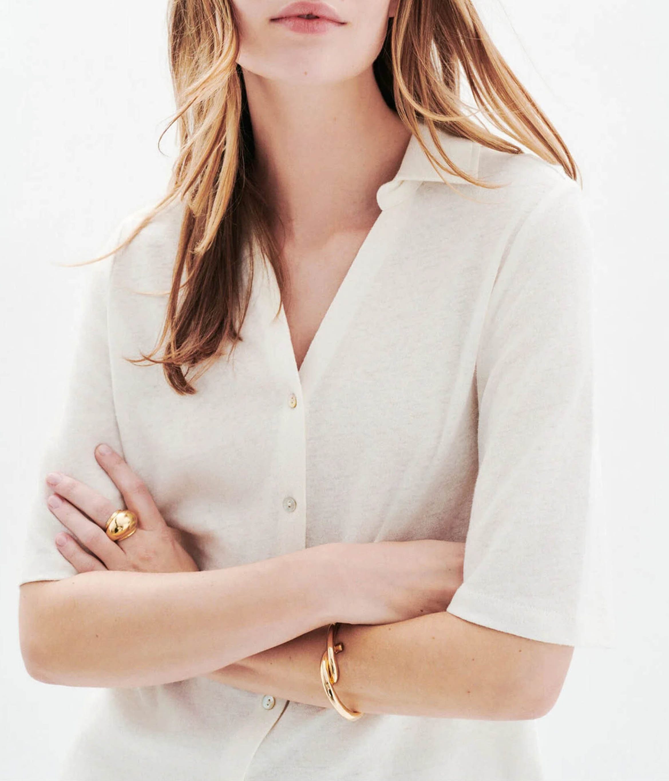 Shirt met korte mouwen en V-hals CAROLL Beige