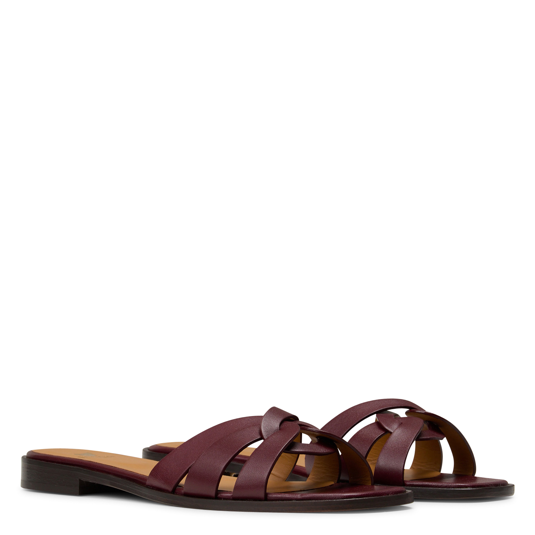 Aouda flat leather sandals BOBBIES Red