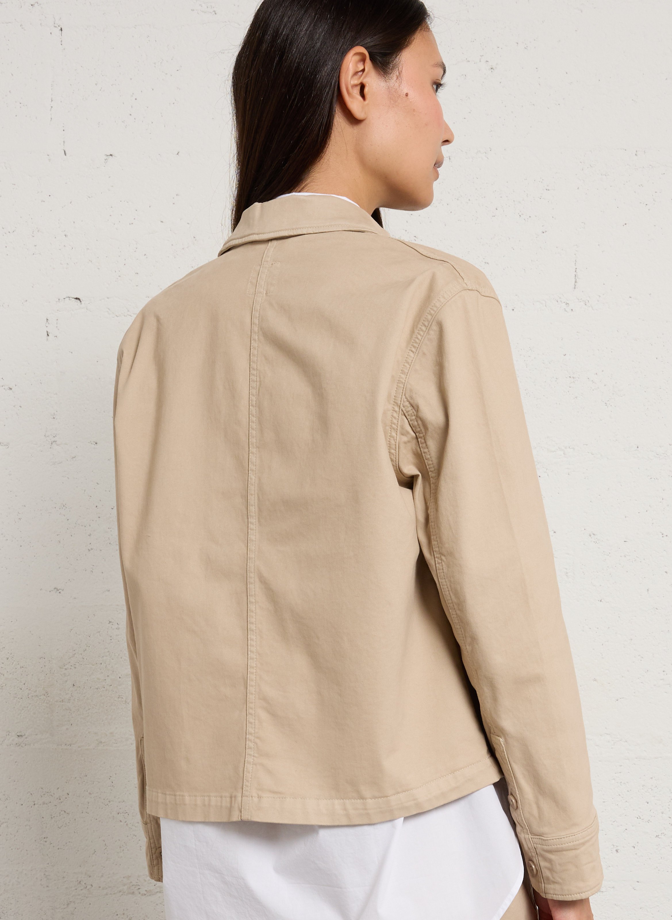 Solid Buttoned Straight Jacket BENSIMON Beige