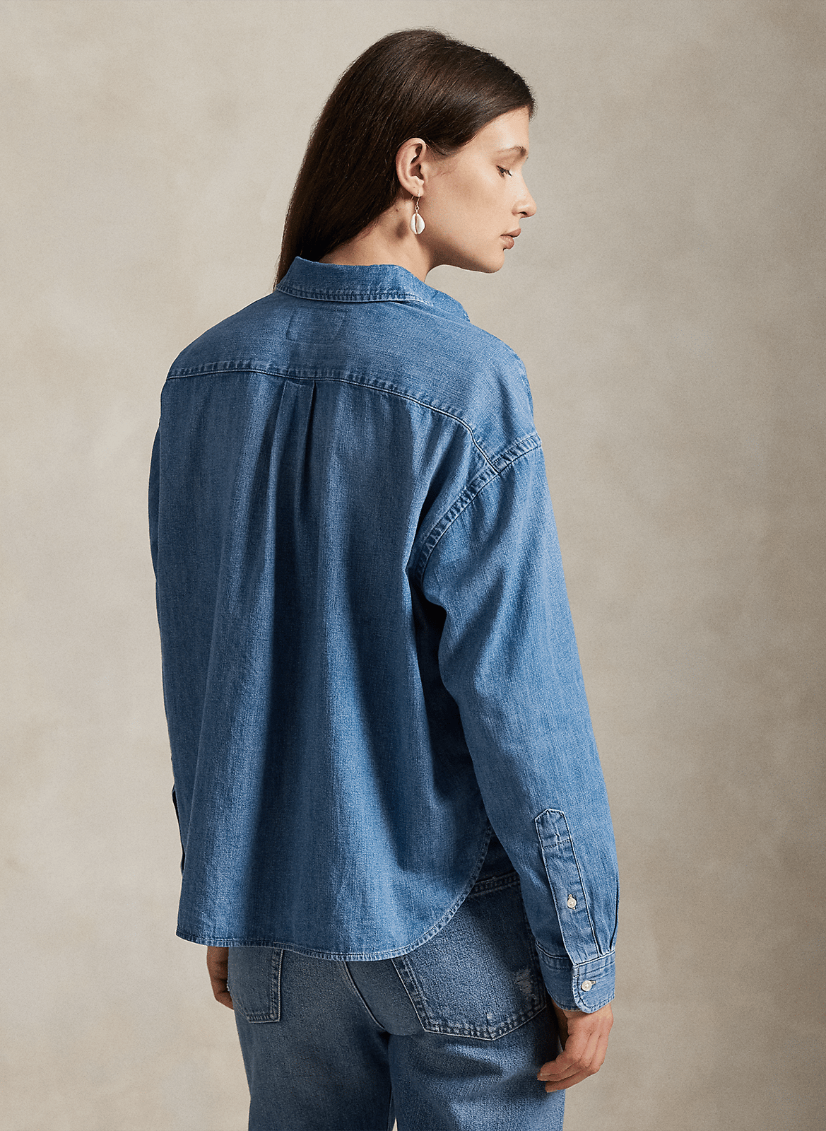 Chemise col classique manches contrastantes en coton POLO RALPH LAUREN Blue