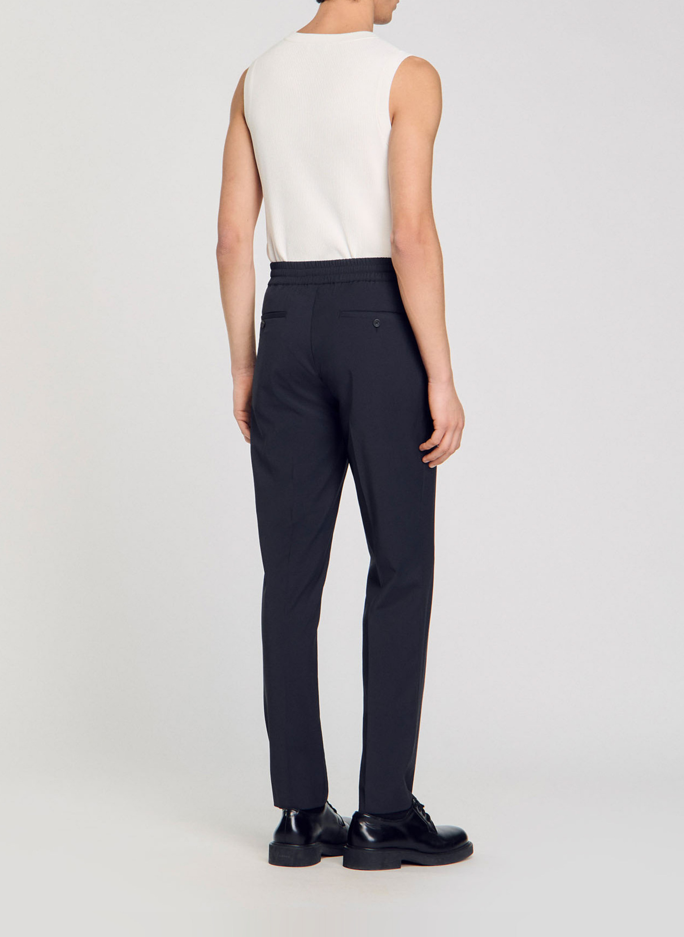 Pantalon droit élastiqué SANDRO Noir