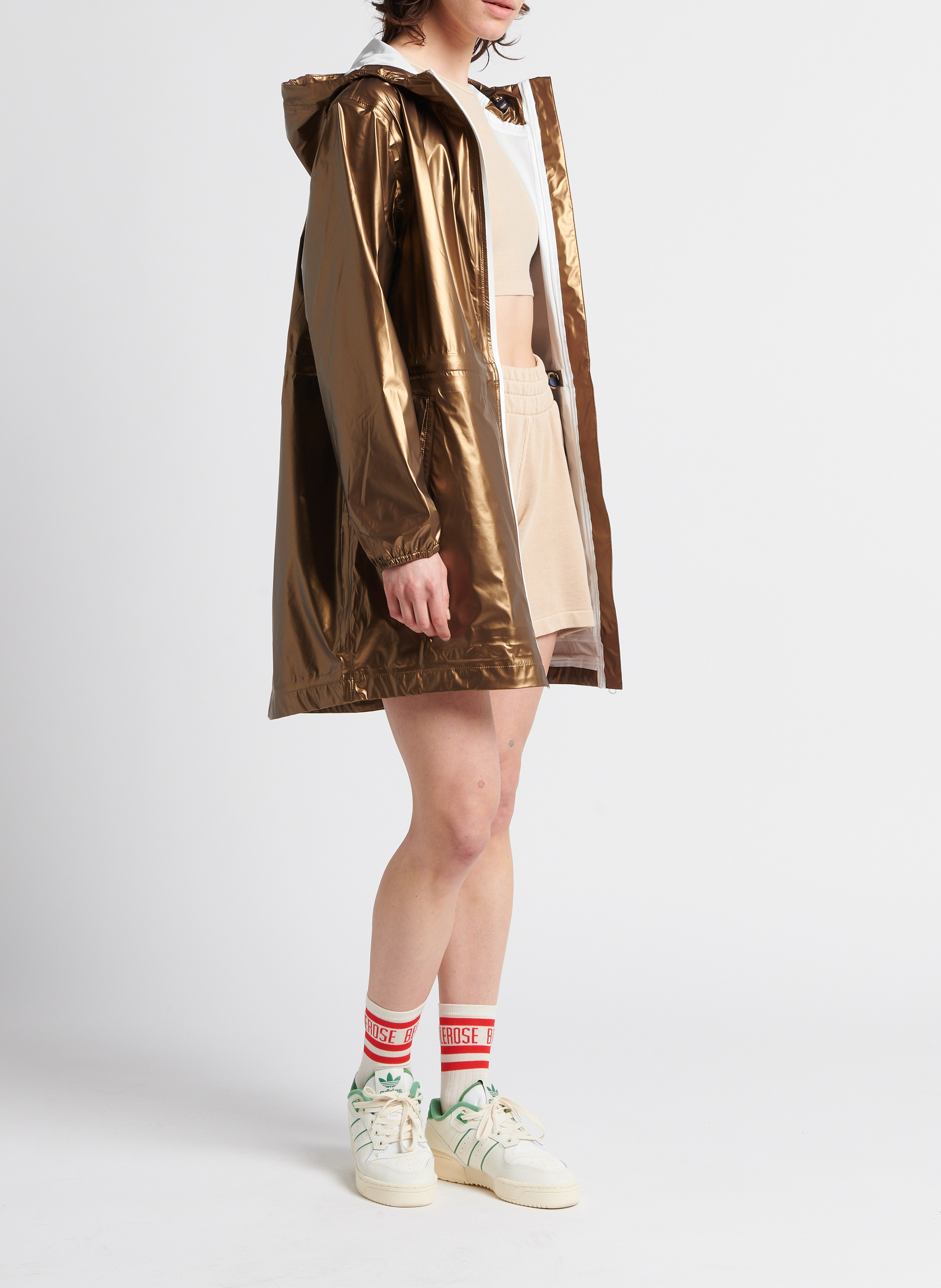 Metallic raincoat with hood FLOTTE Golden