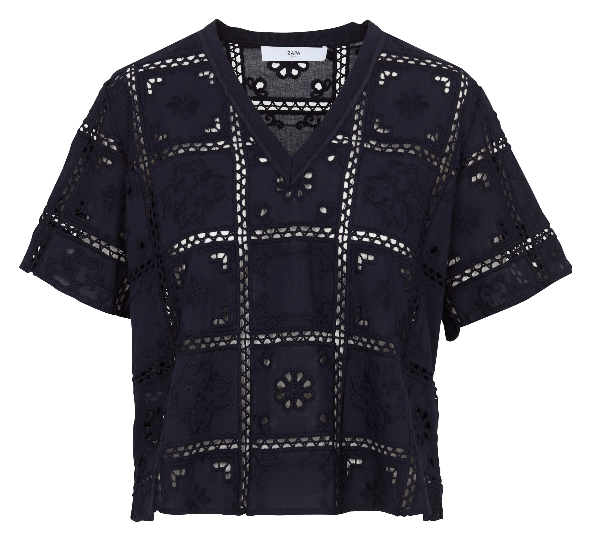 Top de algodón con cuello de pico ZAPA Azul