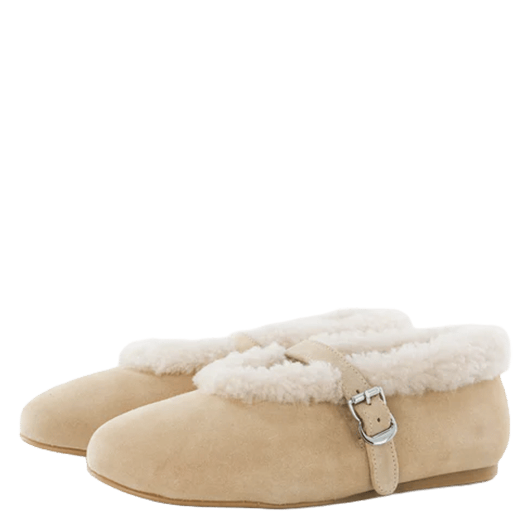 Ballerines à fourrure en cuir TORAL Beige