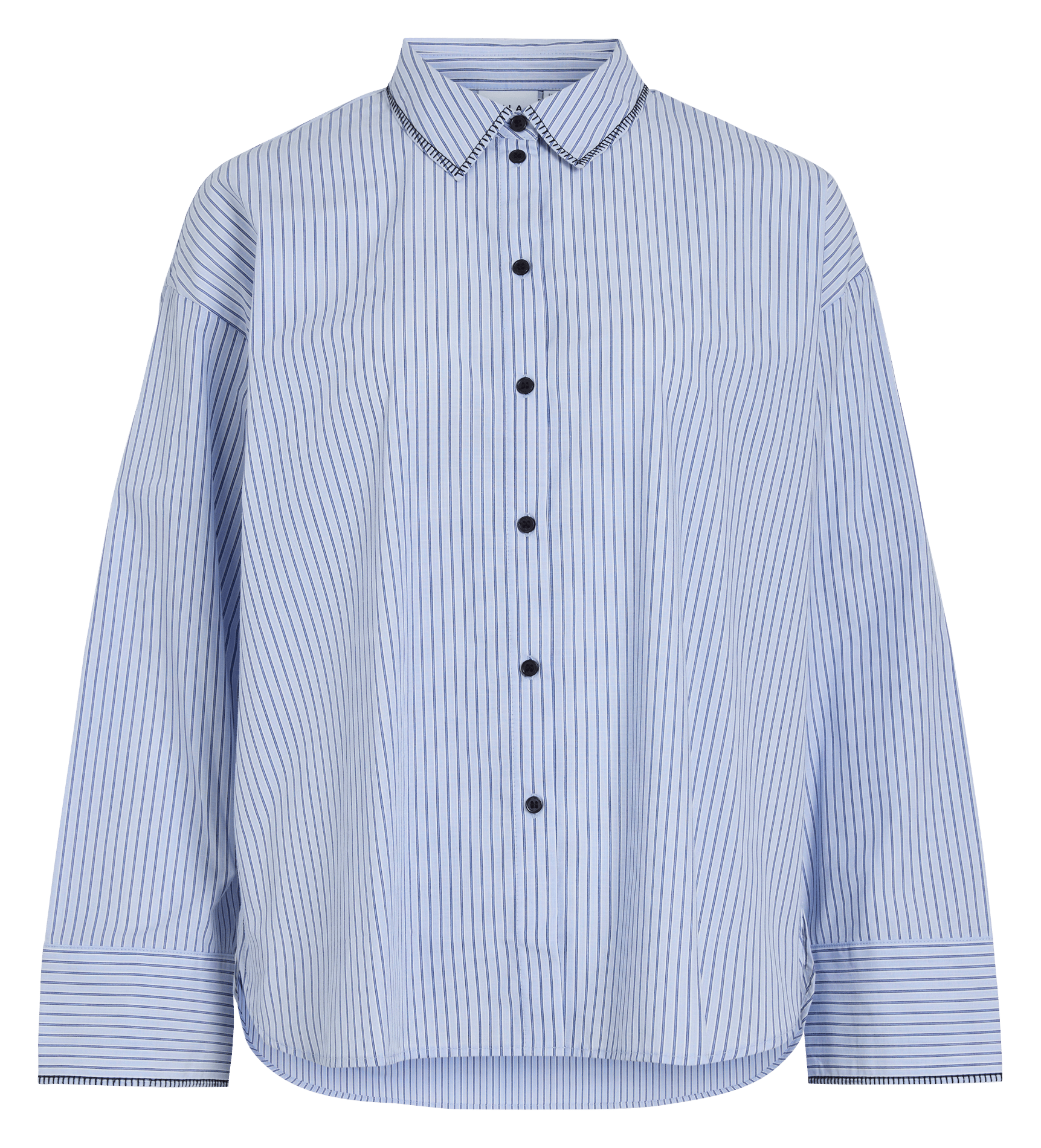 Wijde, gestreepte blouse met klassieke kraag VILA Blauw